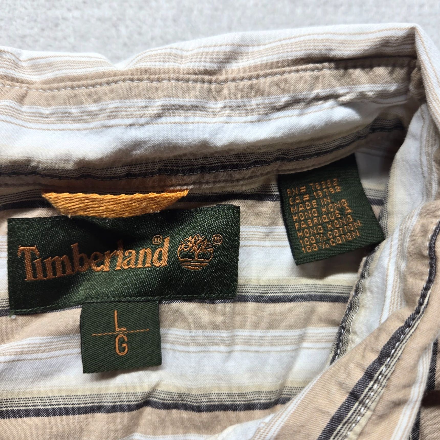 Timberland Timberland Shirt Button-Up Shirt Brown Striped Outdoors Casual Men's L Large Size US L / EU 52-54 / 3 - 3 Thumbnail
