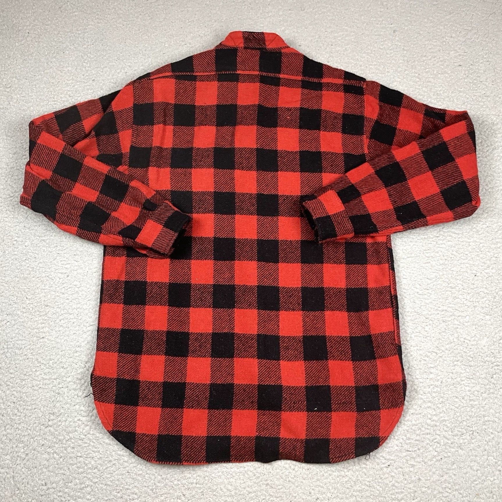 Sears VINTAGE Sears Shirt Men M Red Flannel Button-Up 1960s USA Wool Check Slim Regular M Size US M / EU 48-50 / 2 - 7 Thumbnail