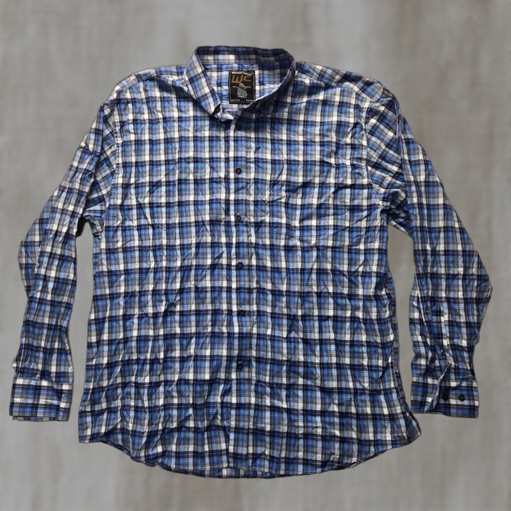 Vintage Walnut Creek Shirt Blue White Plaid Button Collar 2XL Womens Regular Adult Cotton Blend Short Sleeve Button-Up Tee? Size XXL / US 16-18 / IT 52-54 - 1 Thumbnail