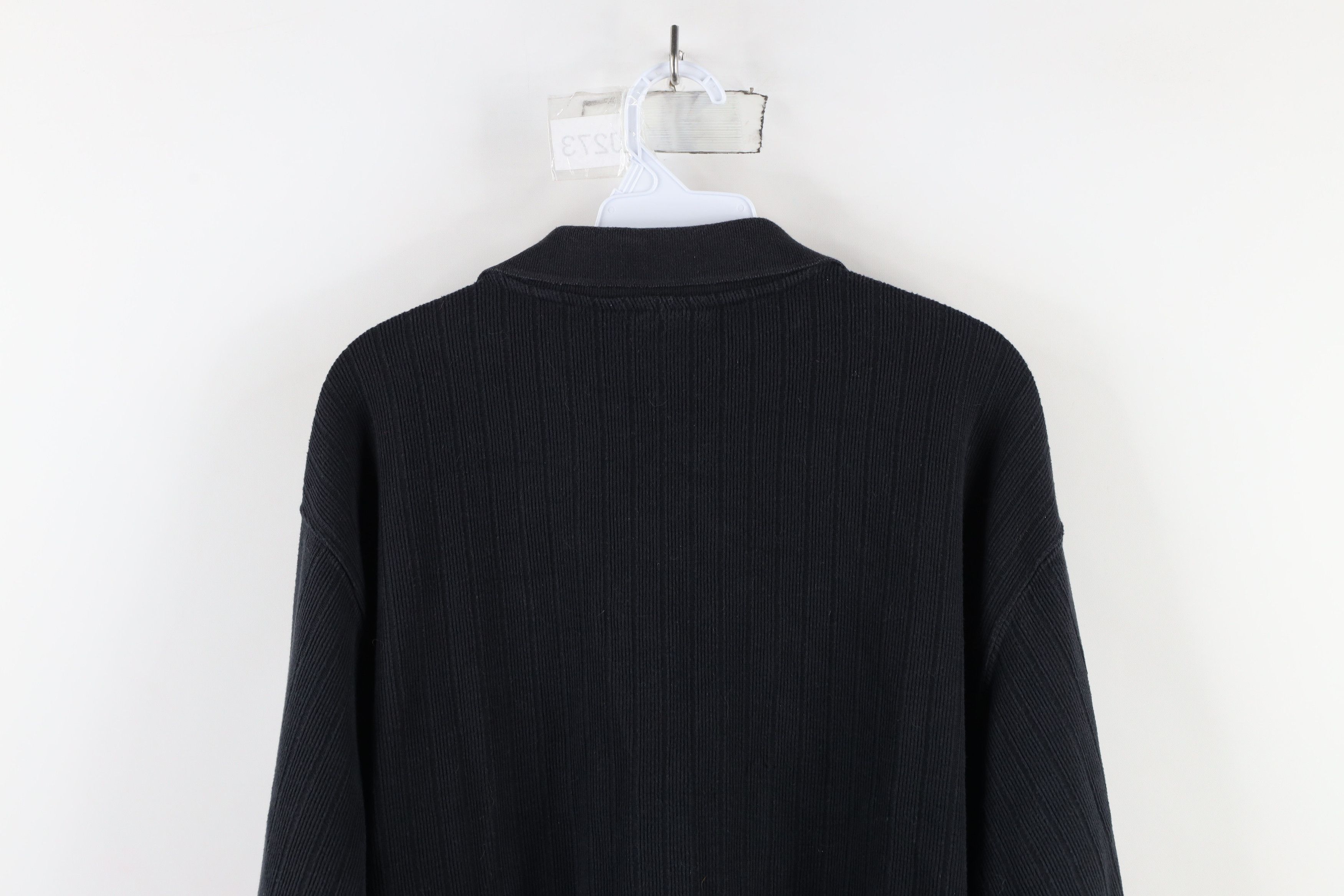 Vintage Vintage 90s Streetwear Ribbed Long Sleeve Rugby Polo Black Size US XL / EU 56 / 4 - 10 Thumbnail