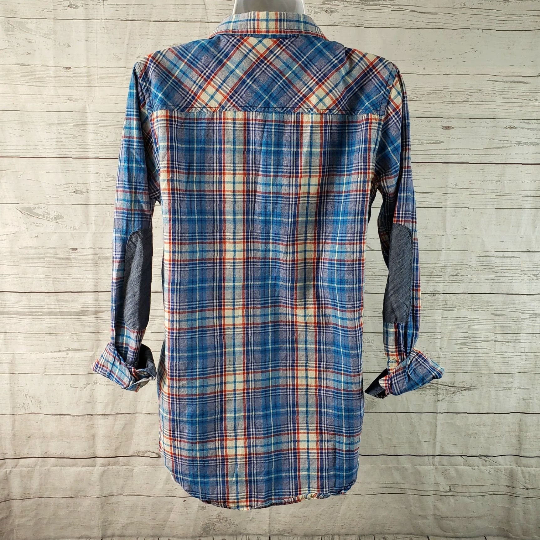 KAVU Kavu Button Front Shirt Blue Plaid Cotton Size S Women Long Sleeve Size S / US 4 / IT 40 - 4 Thumbnail
