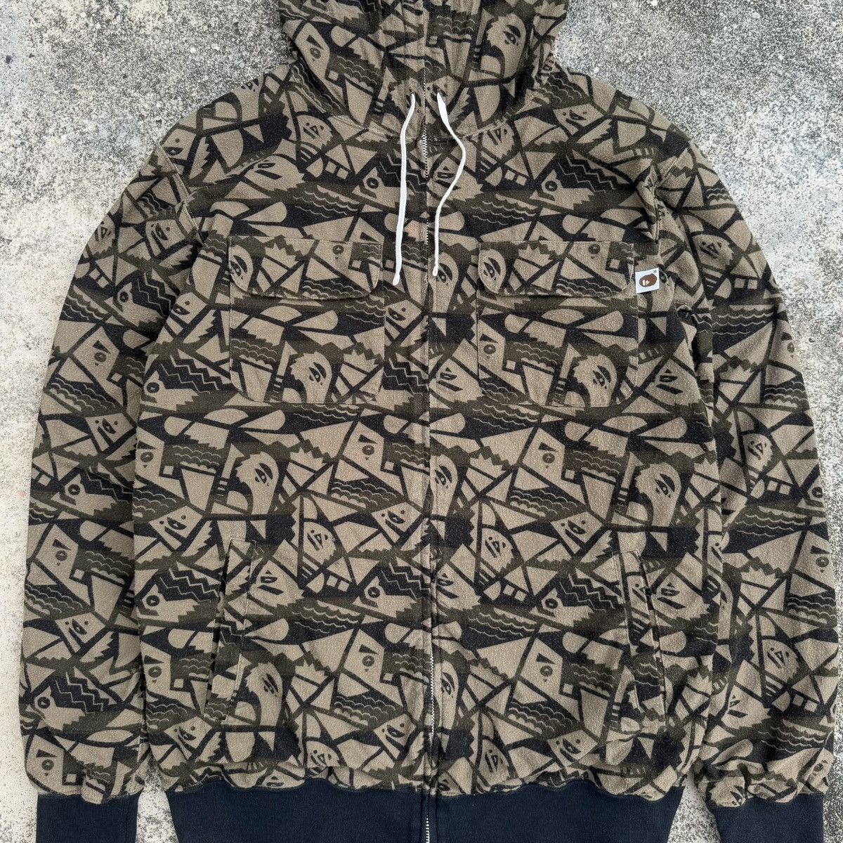 Bape A Bathing Ape BAPE All Over Print Zip Hoodie Brown Graphic Size US XL / EU 56 / 4 - 2 Thumbnail