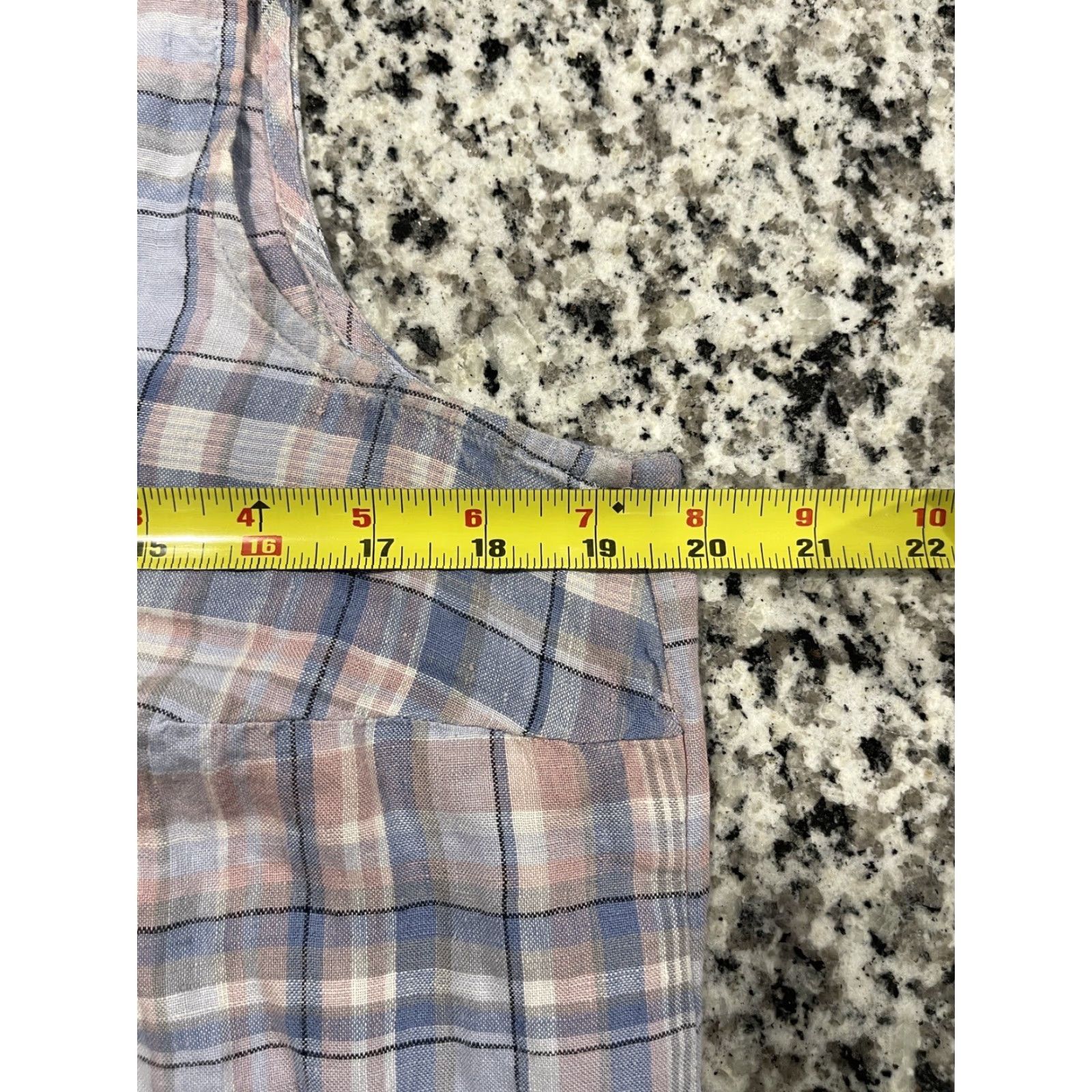 J. Jill J. Jill Love Linen Plaid Long Shift Dress Medium Pink Blue White V-Neck Long Sleeve Pockets Womens Size M / US 6-8 / IT 42-44 - 3 Thumbnail
