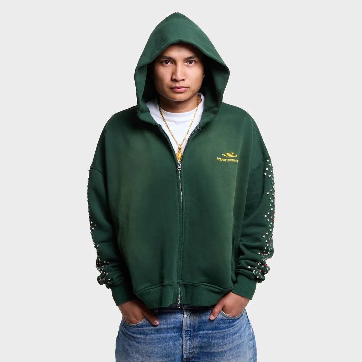 HMDD HMDD “Green Bean” Crystal Zip Up Hoodie Size US XL / EU 56 / 4 - 1 Thumbnail