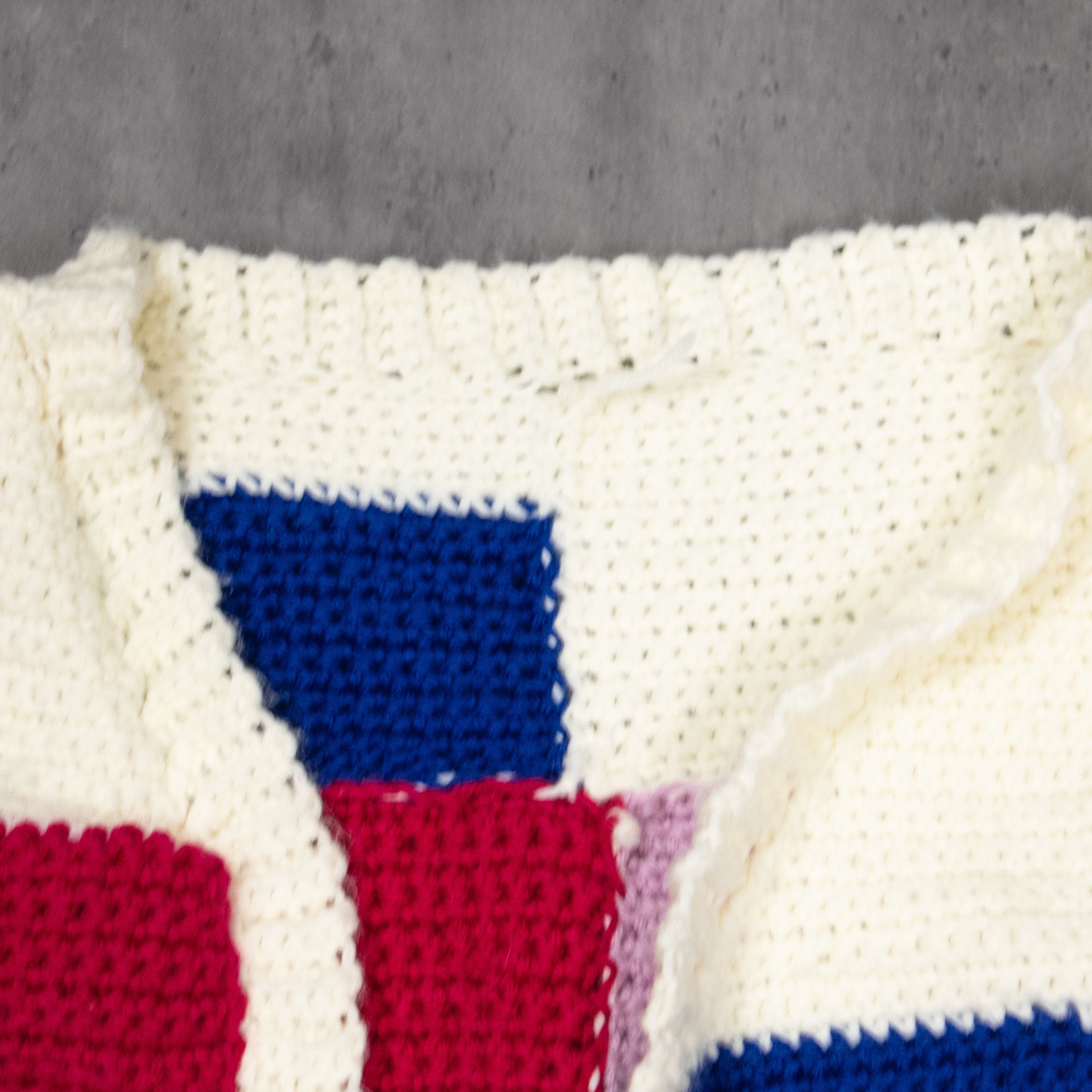 Handmade Vintage VTG 1980's Checkered Thick Cream Handmade Shawl Size US M / EU 48-50 / 2 - 5 Thumbnail