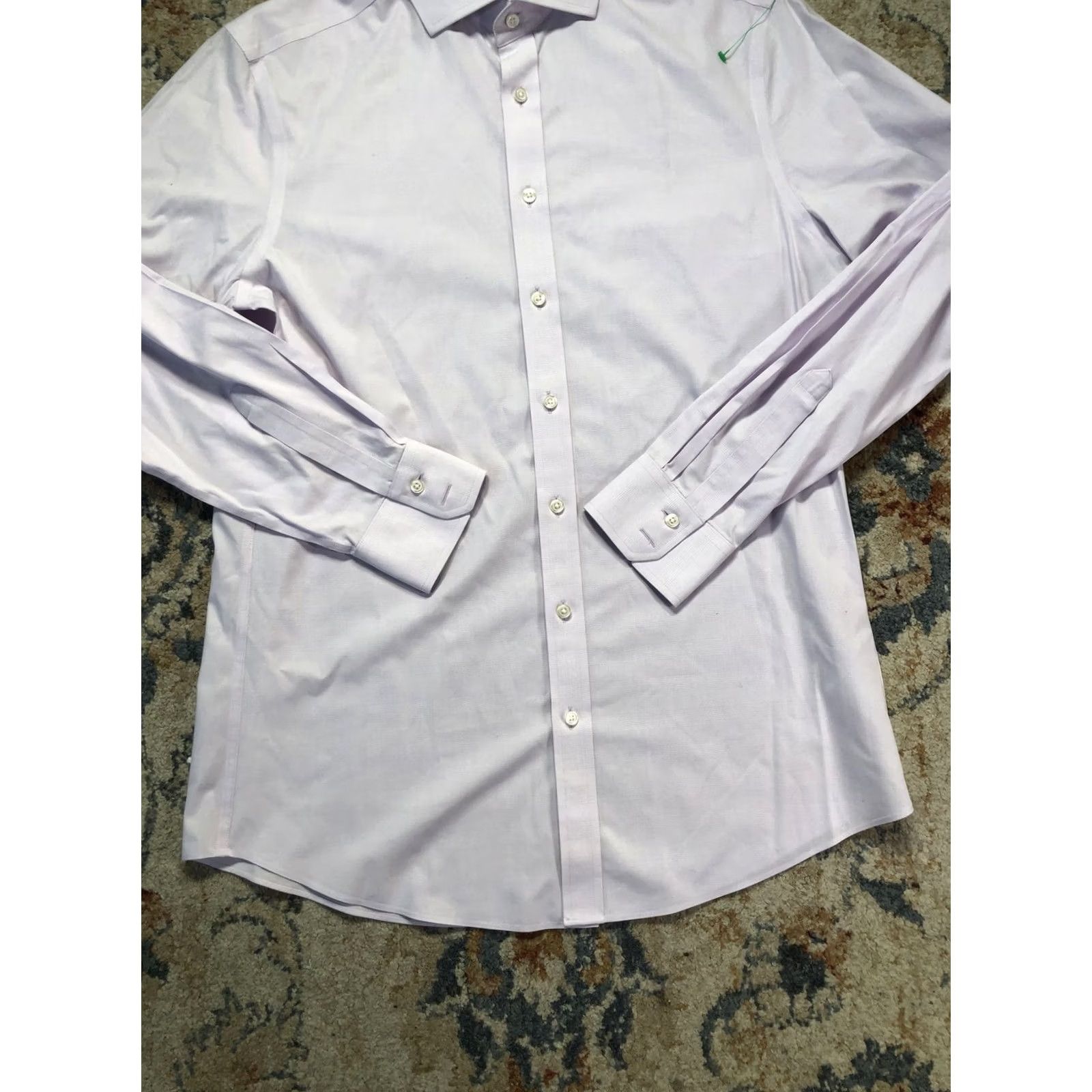 Charles Tyrwhitt Charles Tyrwhitt Dress Shirt Mens 16 Slim Fit Pink Check Non-Iron 100% Cotton Short Sleeve: No, Long Sleeve Size 42R - 5 Thumbnail