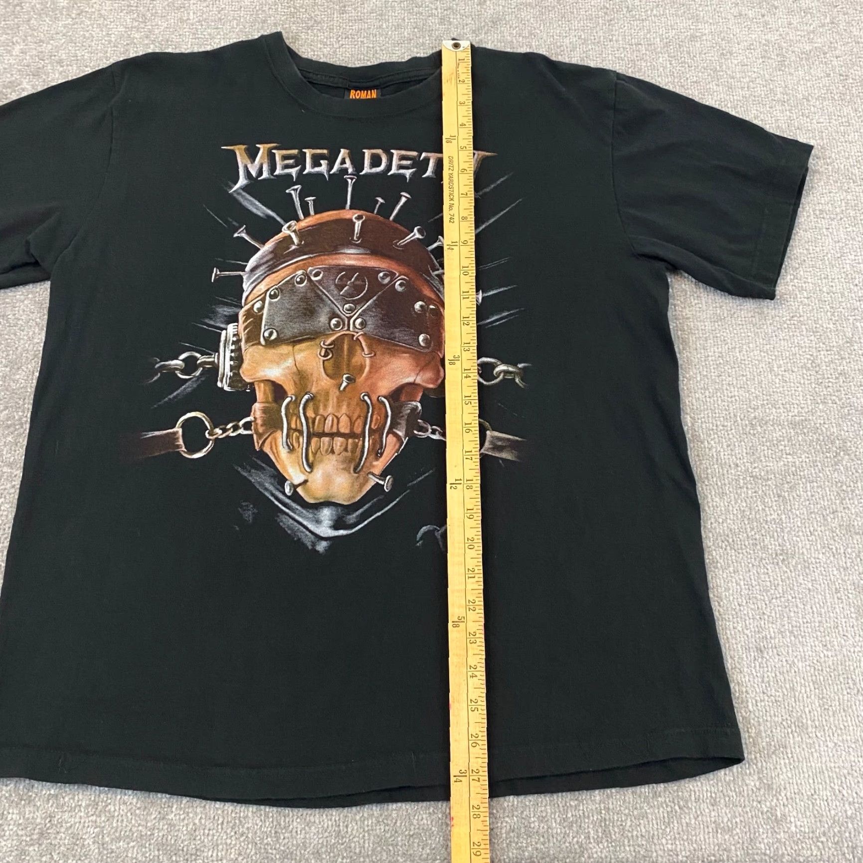 Vintage MEGADETH Shirt Mens 2XL Black Graphic Modern Tee Skull Band ROMAN Ticism S/S Size US XXL / EU 58 / 5 - 4 Thumbnail