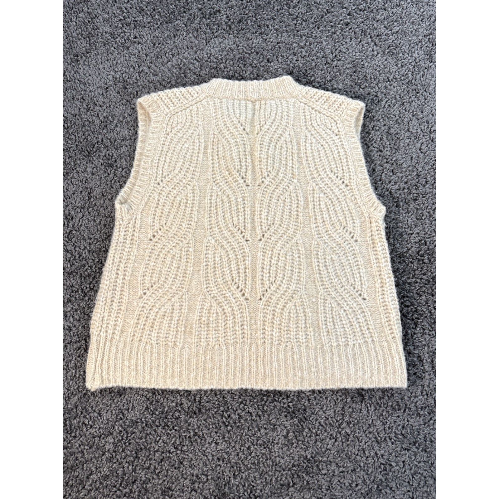 Madewell Madewell Vest Women Sleeveless Pointelle Cable Knit Sweater Small Ivory Size S / US 4 / IT 40 - 6 Thumbnail