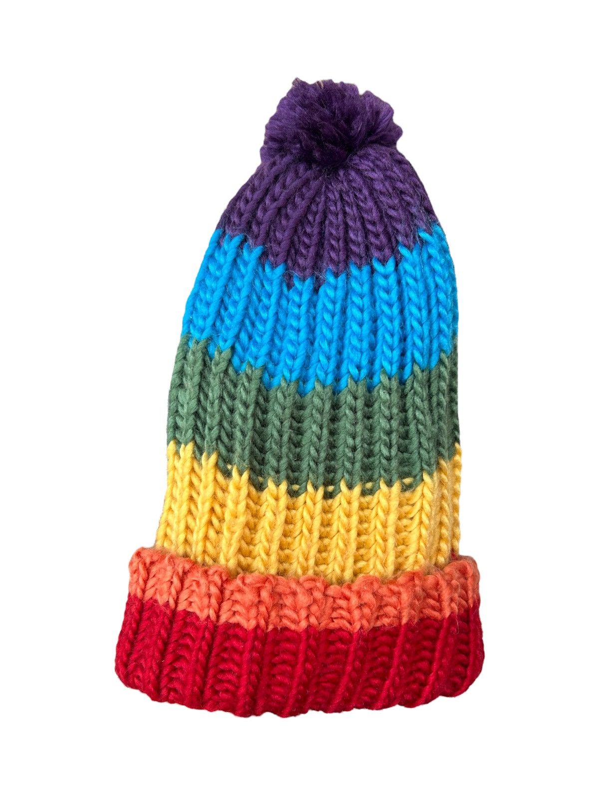 Japanese Brand × Kapital × Vintage Crochet Knitted Hippies Style Handmade Beanie Hats Rare🌈☠️☠️ Size ONE SIZE - 1 Thumbnail