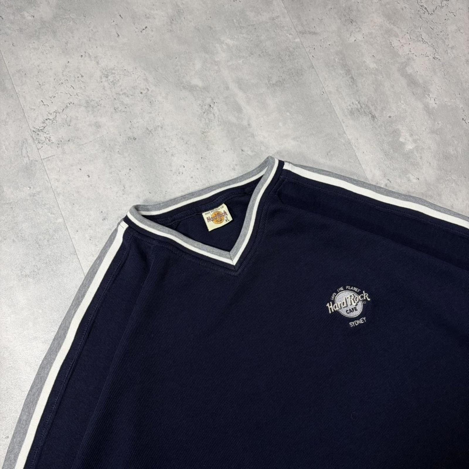 Hard Rock Cafe Vintage Navy Hard Rock Cafe Striped Knit Sweater Size US XL / EU 56 / 4 - 5 Thumbnail