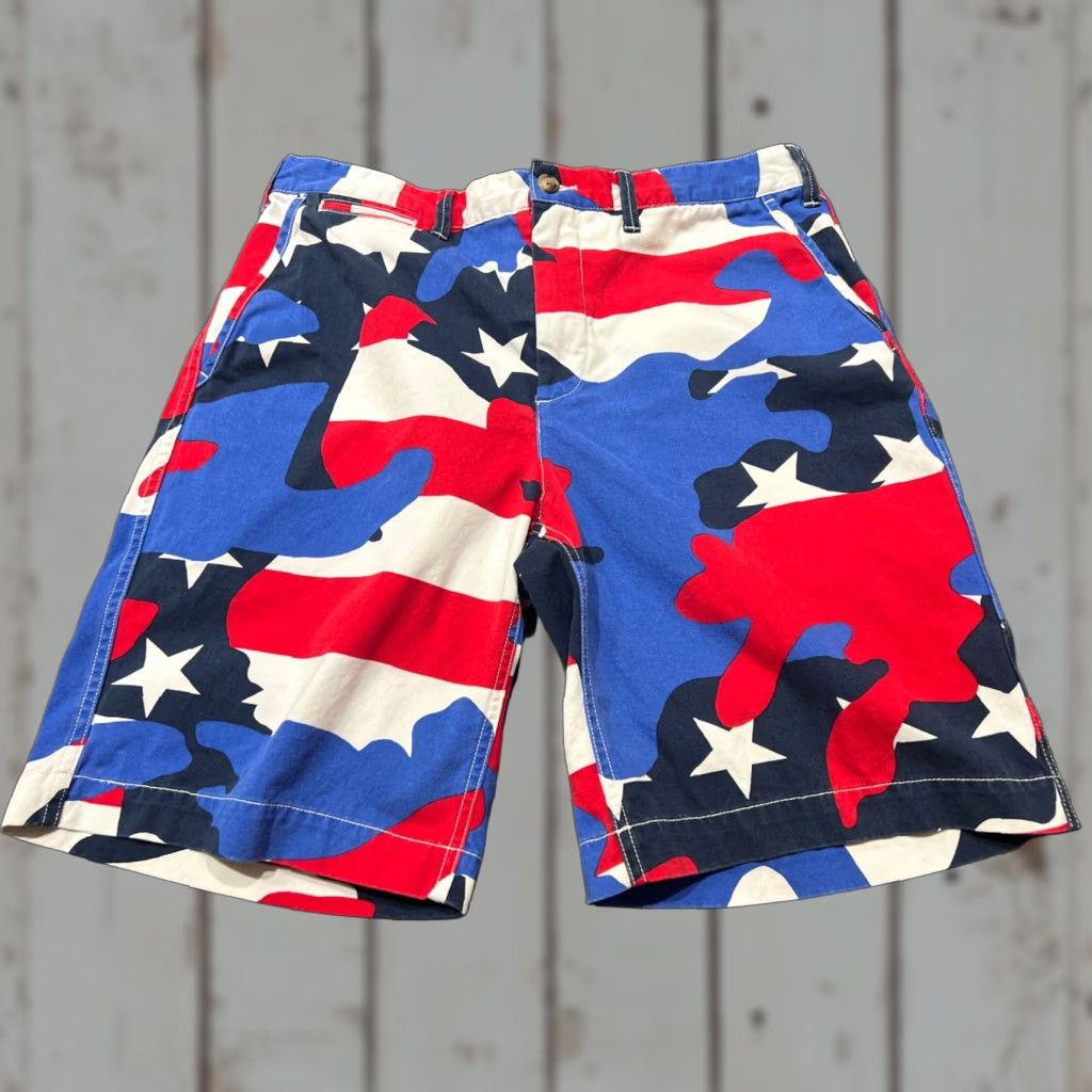 Polo Ralph Lauren Polo Ralph Lauren Shorts Men 33 Relaxed Fit Red White Blue USA Stars Multicolor Camo Patriotic Chino 9 in Inseam Size US XS / EU 42 / 0 - 1 Thumbnail