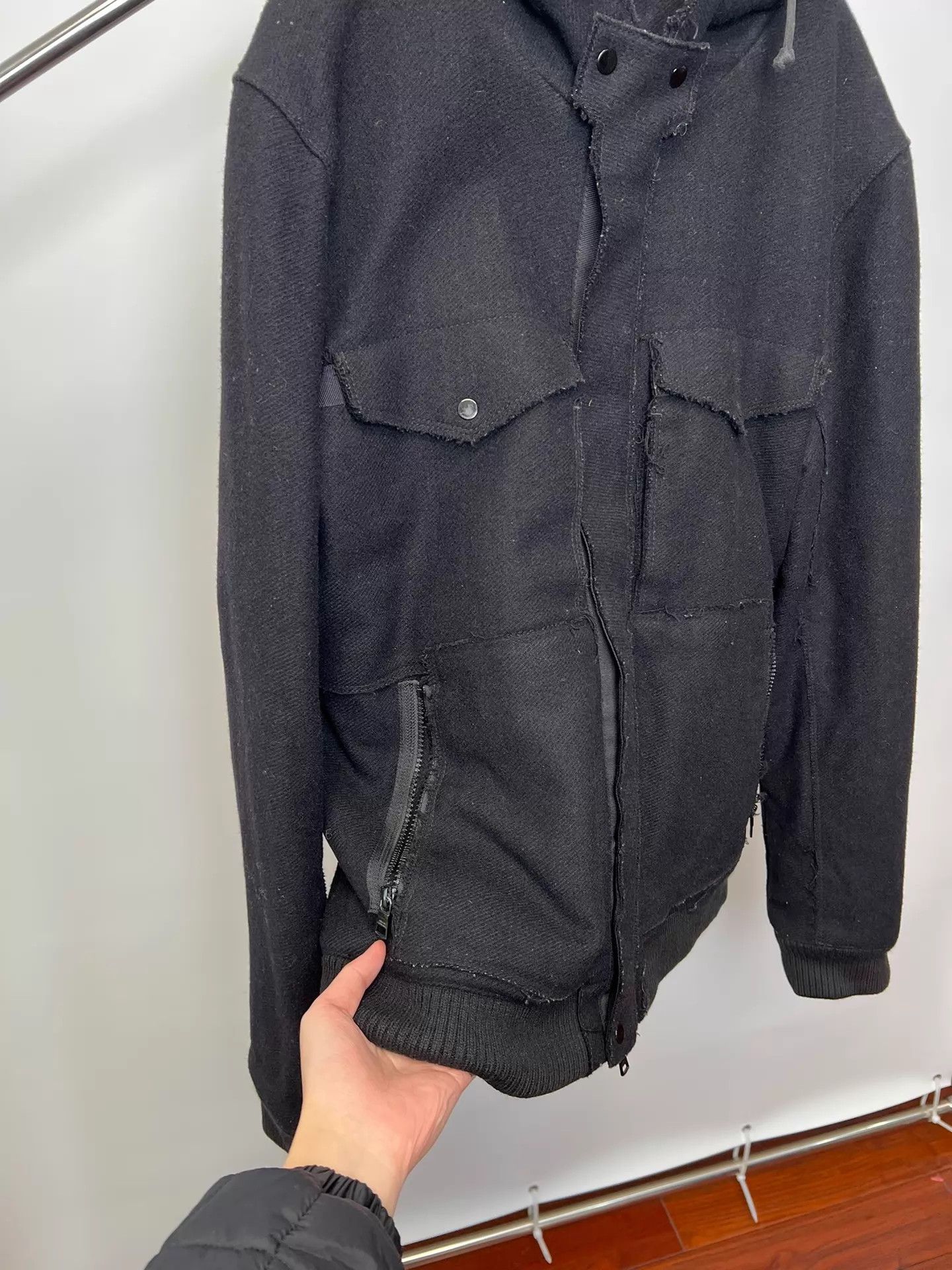 Armani Exchange Armani Exchange Mink Fringe Distressed Wool Jacket L Size US L / EU 52-54 / 3 - 4 Thumbnail