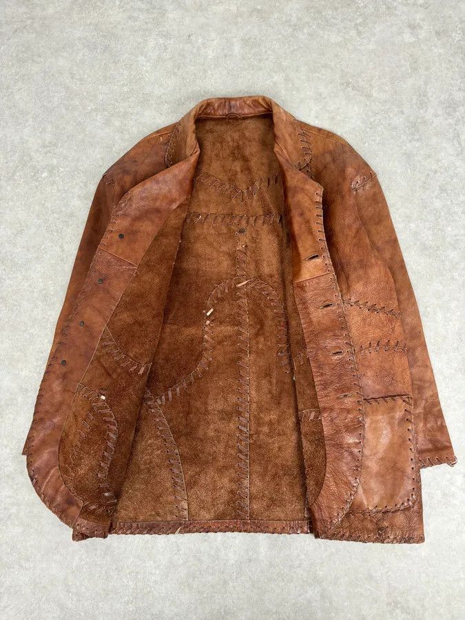 Dolce & Gabbana 1990s Dolce & Gabbana Whipstitched Brown Leather Jacket Size US M / EU 48-50 / 2 - 7 Thumbnail