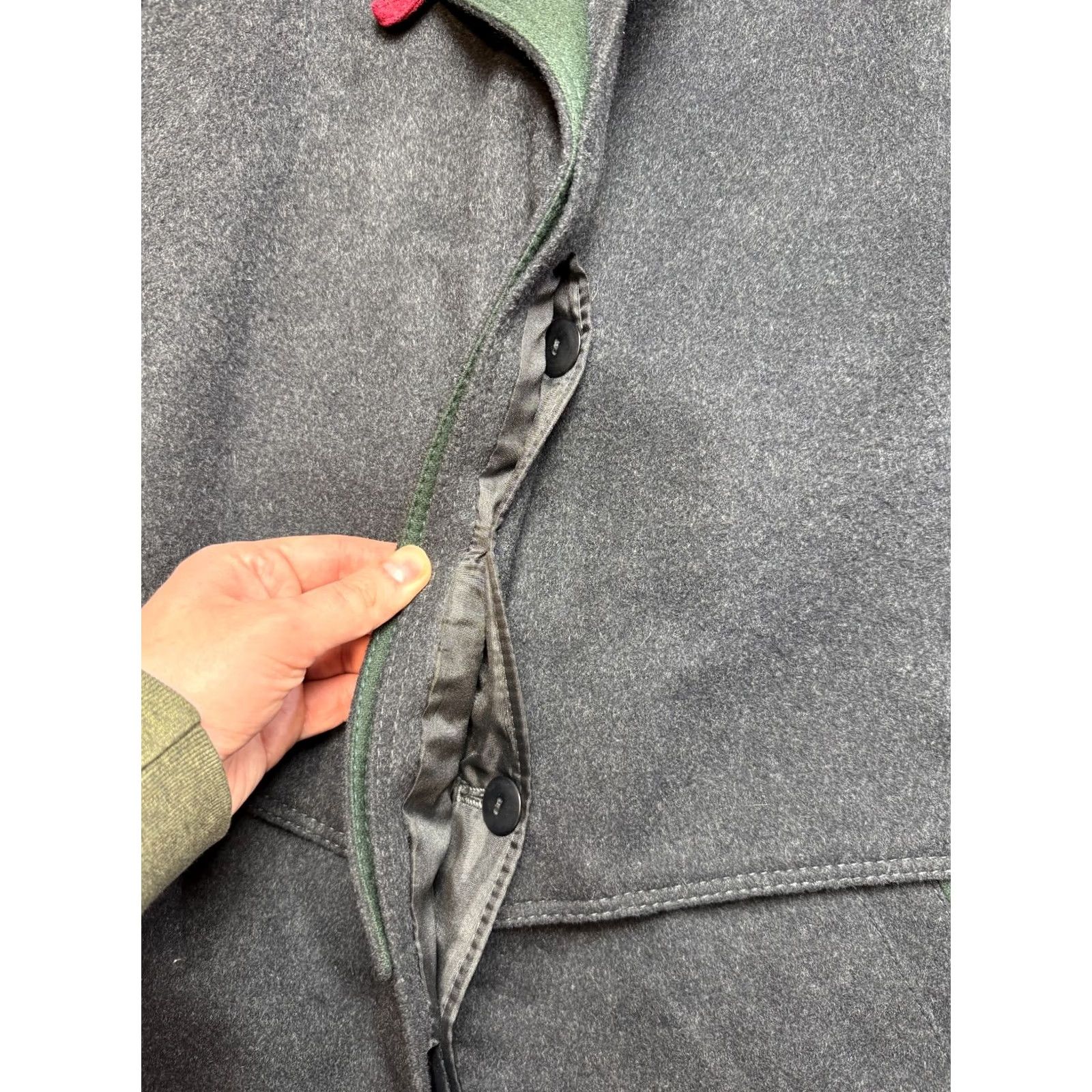 Vintage VINTAGE Loden Coat Womens One Size Dark Gray Wool 44in Size ONE SIZE - 7 Thumbnail