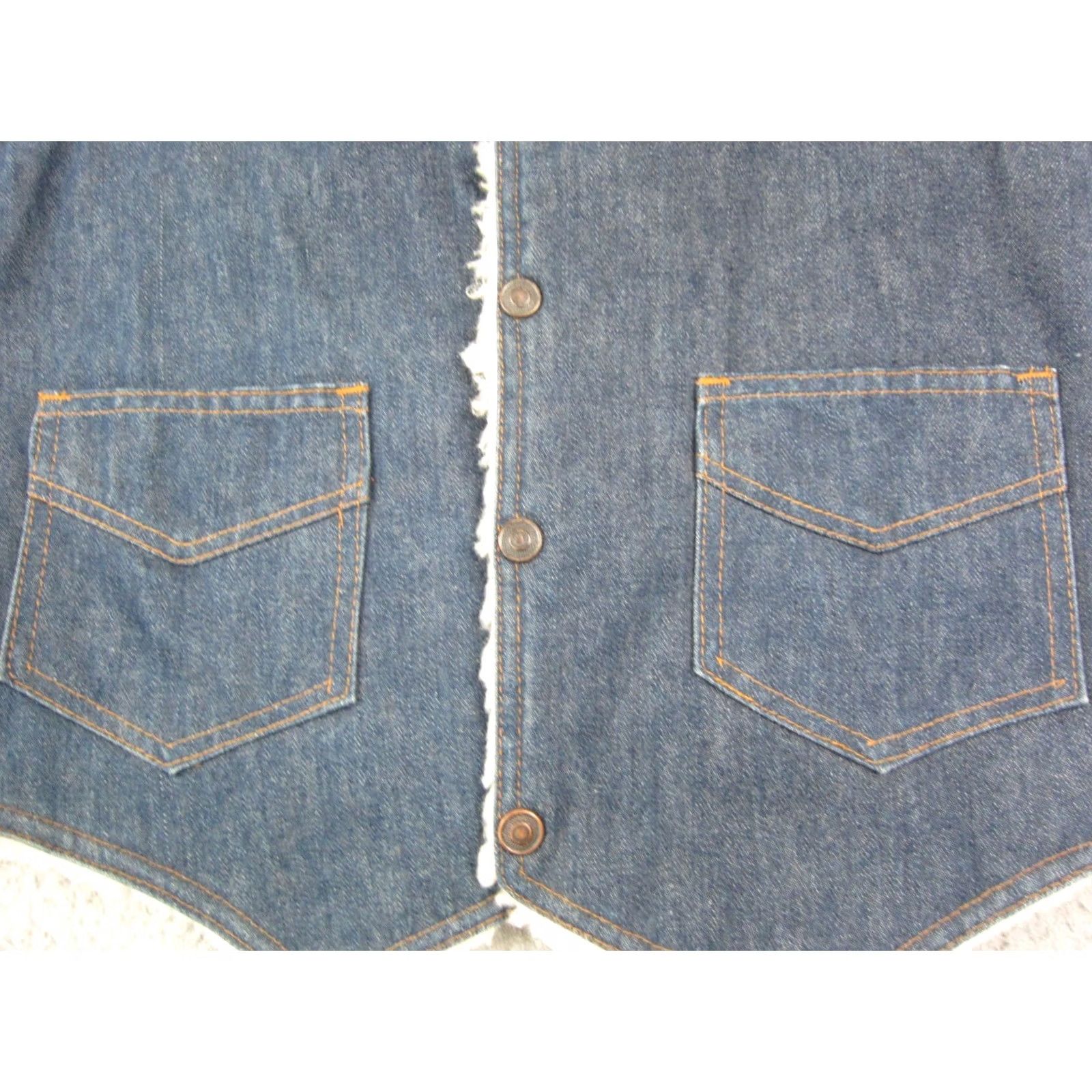 Denime VINTAGE Western Trucker Vest Mens Small 38 Blue Sherpa Lined Denim 60s 50s 80s 90s Size US XXS / EU 40 - 2 Thumbnail