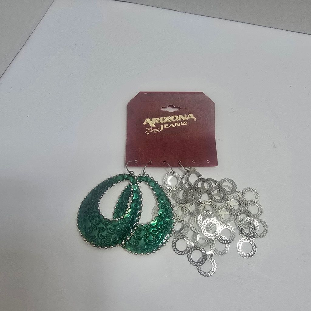 Arizona Jean Co. Arizona Jean Company Green and Silver Teardrop Earrings Size ONE SIZE - 1 Thumbnail