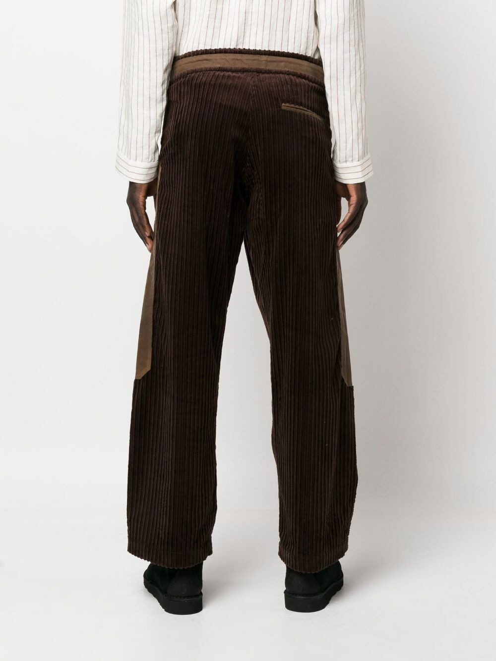Nicholas Daley Pull-Cord Corduroy Panelled Straight-Leg Pants (Chocolate) Size US 28 / EU 44 - 2 Thumbnail