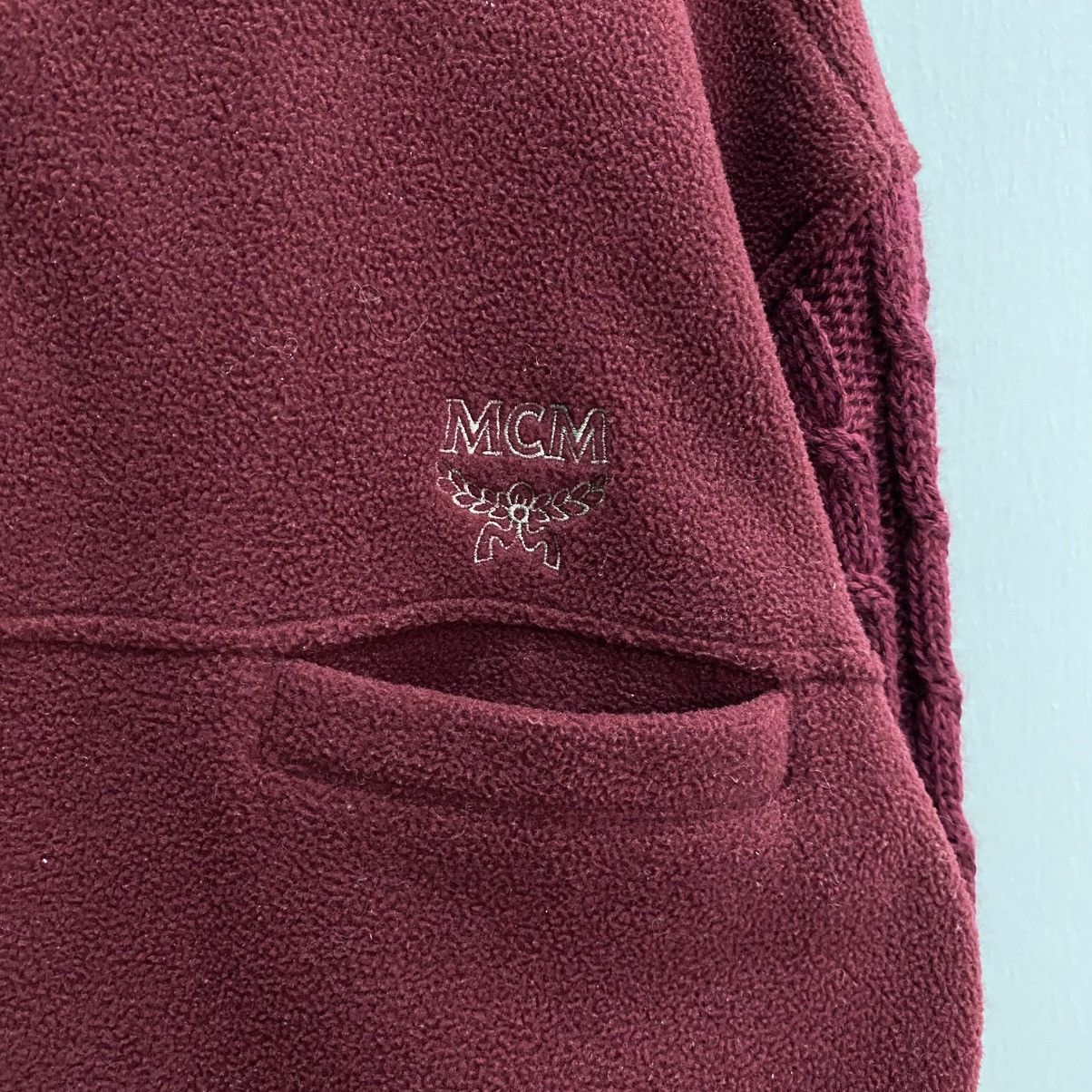 MCM MCM Vintage 90s Hybrid ZipUp Fleece Jacket Cable Knit Sleeve Size US L / EU 52-54 / 3 - 3 Thumbnail