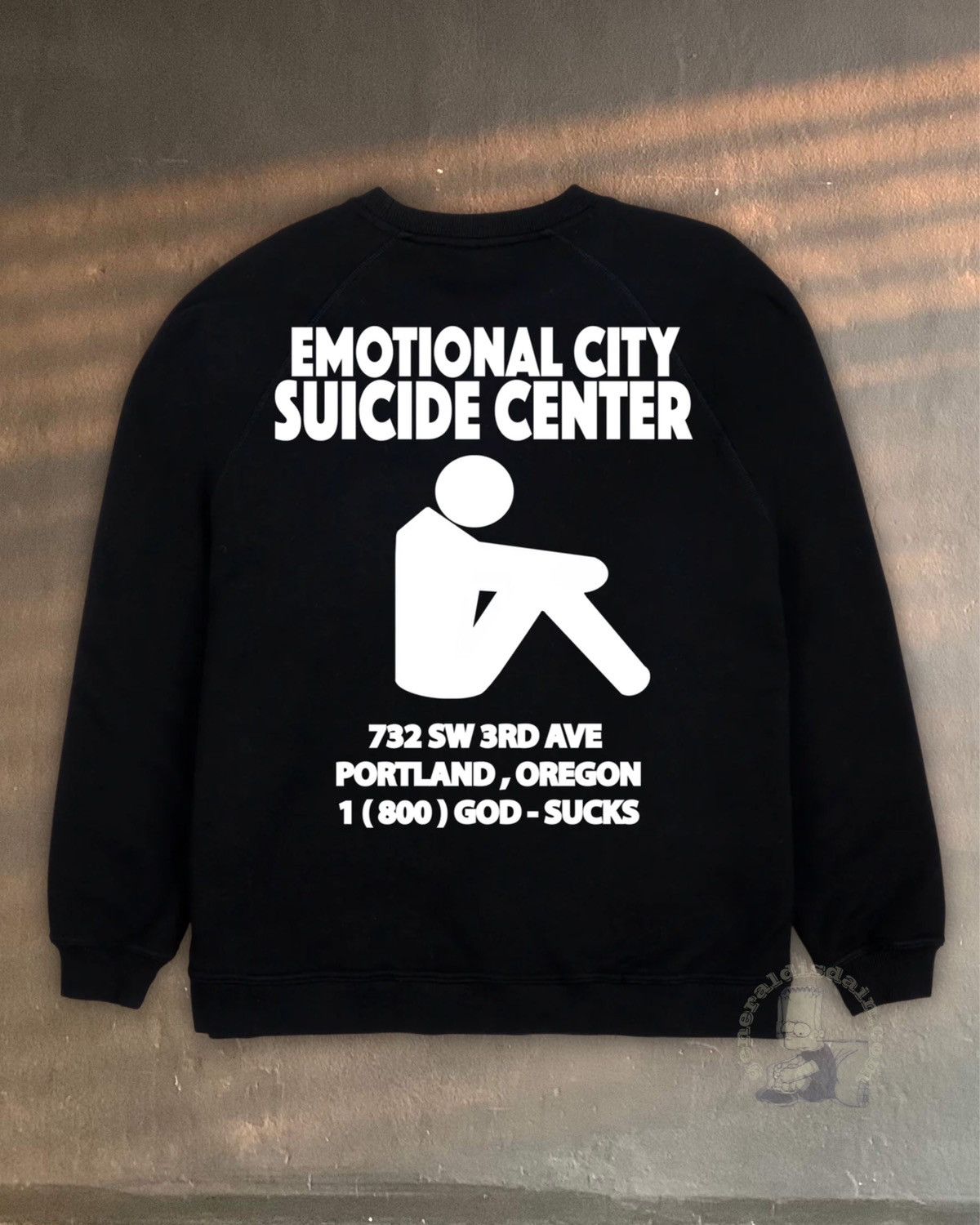 image of Lxrdknows Emotional City Suicide Hotline OG Long Sleeve Tee in Black, Men's (Size Large)