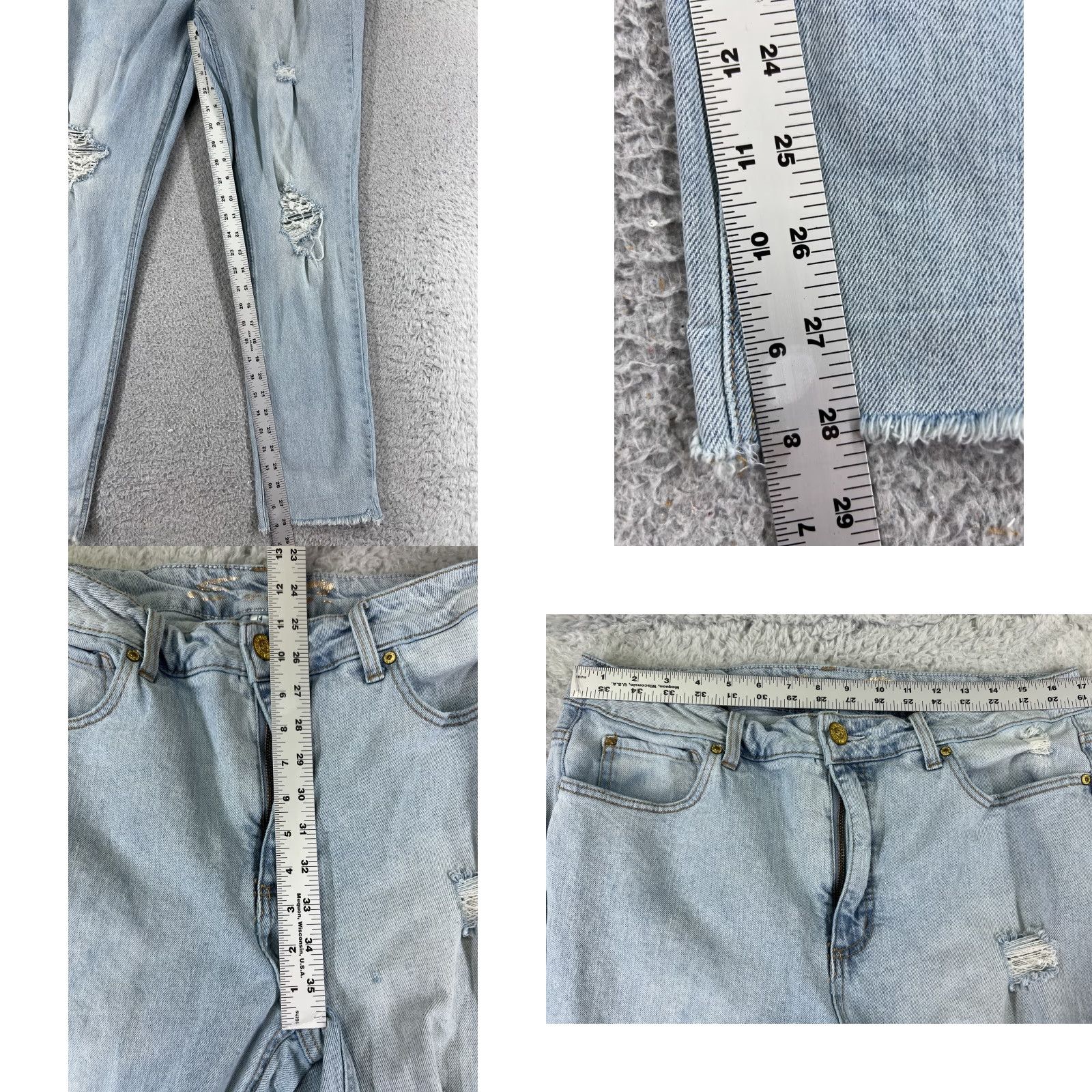 Vintage VINTAGE Seven7 Jeans Women 14 Blue Denim Distressed Light Weekend Slim Fit 32x28 Jeans Size 36" / US 14 / IT 50 - 8 Thumbnail