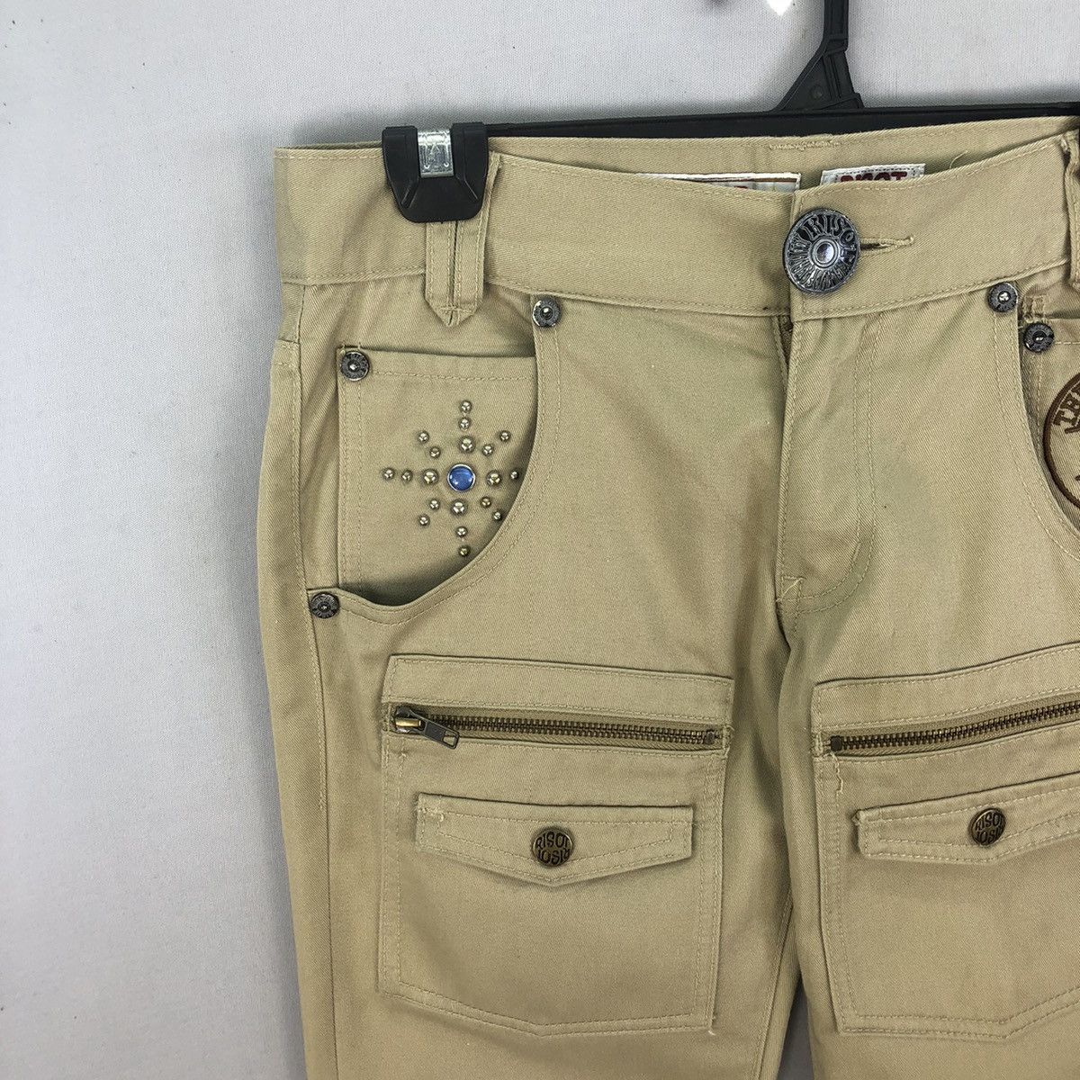 Japanese Brand Vintage 2000s Risot Rhinestone Low Rise Flare Bushpants Size 31" - 2 Thumbnail