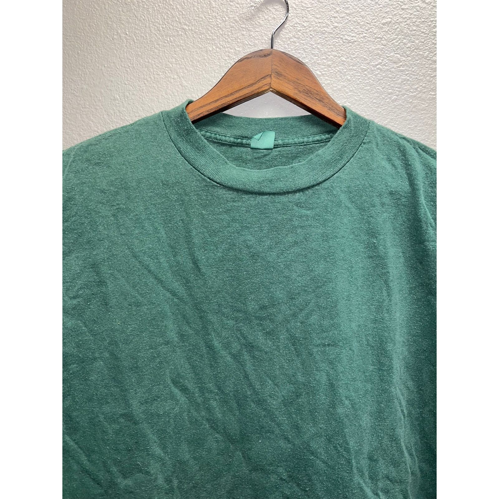 Vintage 90s Vintage Green Blank USA Made Short Sleeve Shirt 1990s L Size US L / EU 52-54 / 3 - 3 Thumbnail