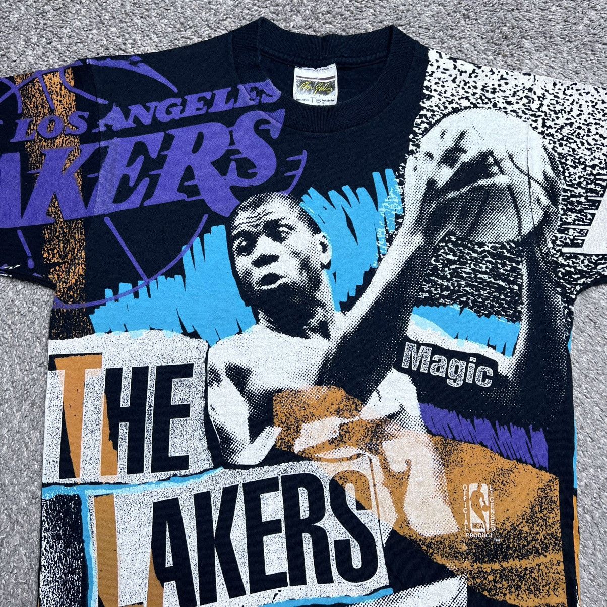 NBA 90s Magic Johnson Los Angeles Lakers All Over Print T-Shirt Size US L / EU 52-54 / 3 - 5 Thumbnail