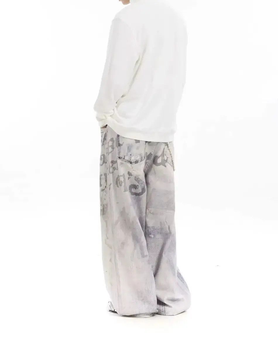 Japanese Brand Design Washed Blue Baggy Jeans Vintage Retro Size US 34 / EU 50 - 5 Thumbnail