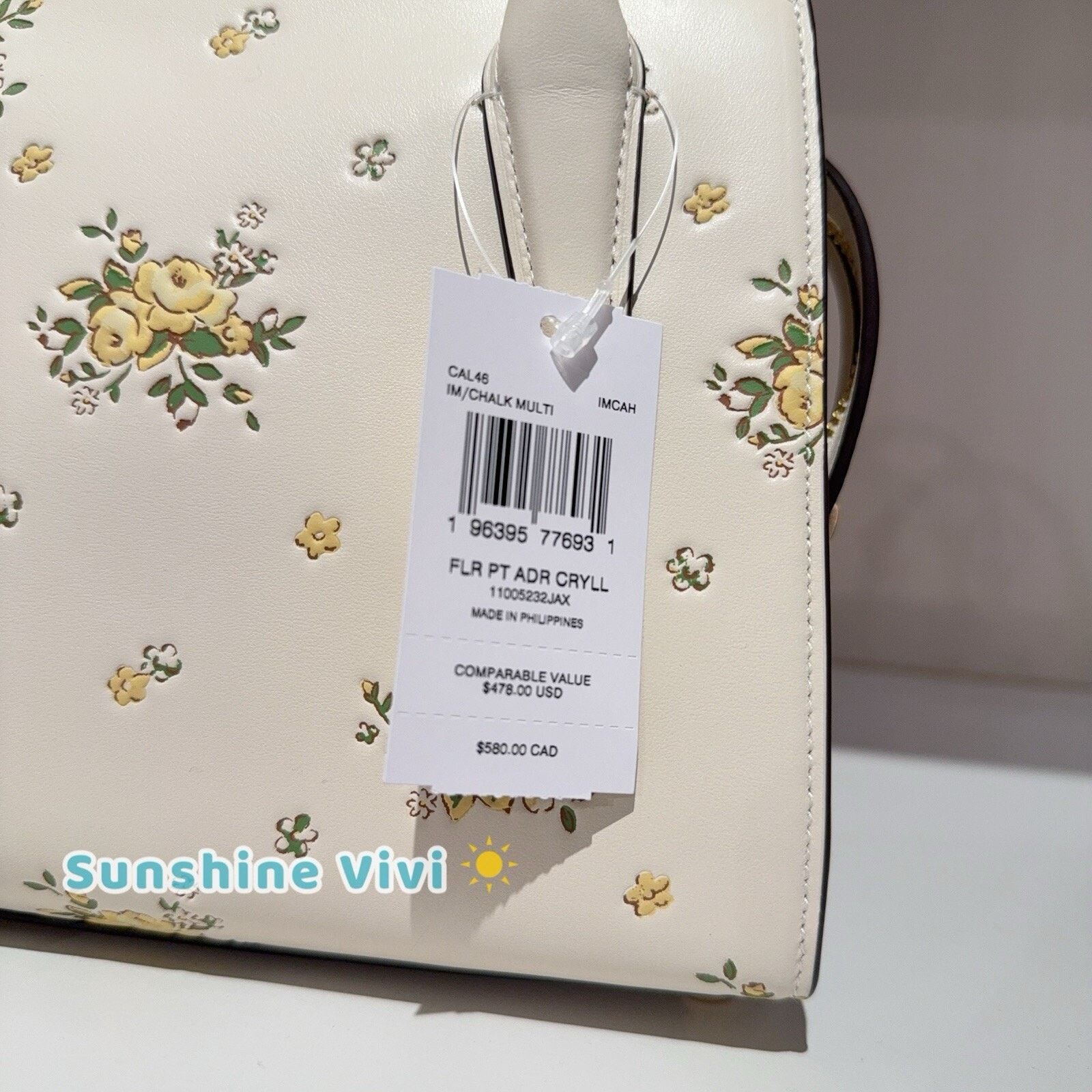 Coach NWT COACH Andrea Carryall Bag Floral Print CAL46 Gold/Chalk Size ONE SIZE - 4 Thumbnail