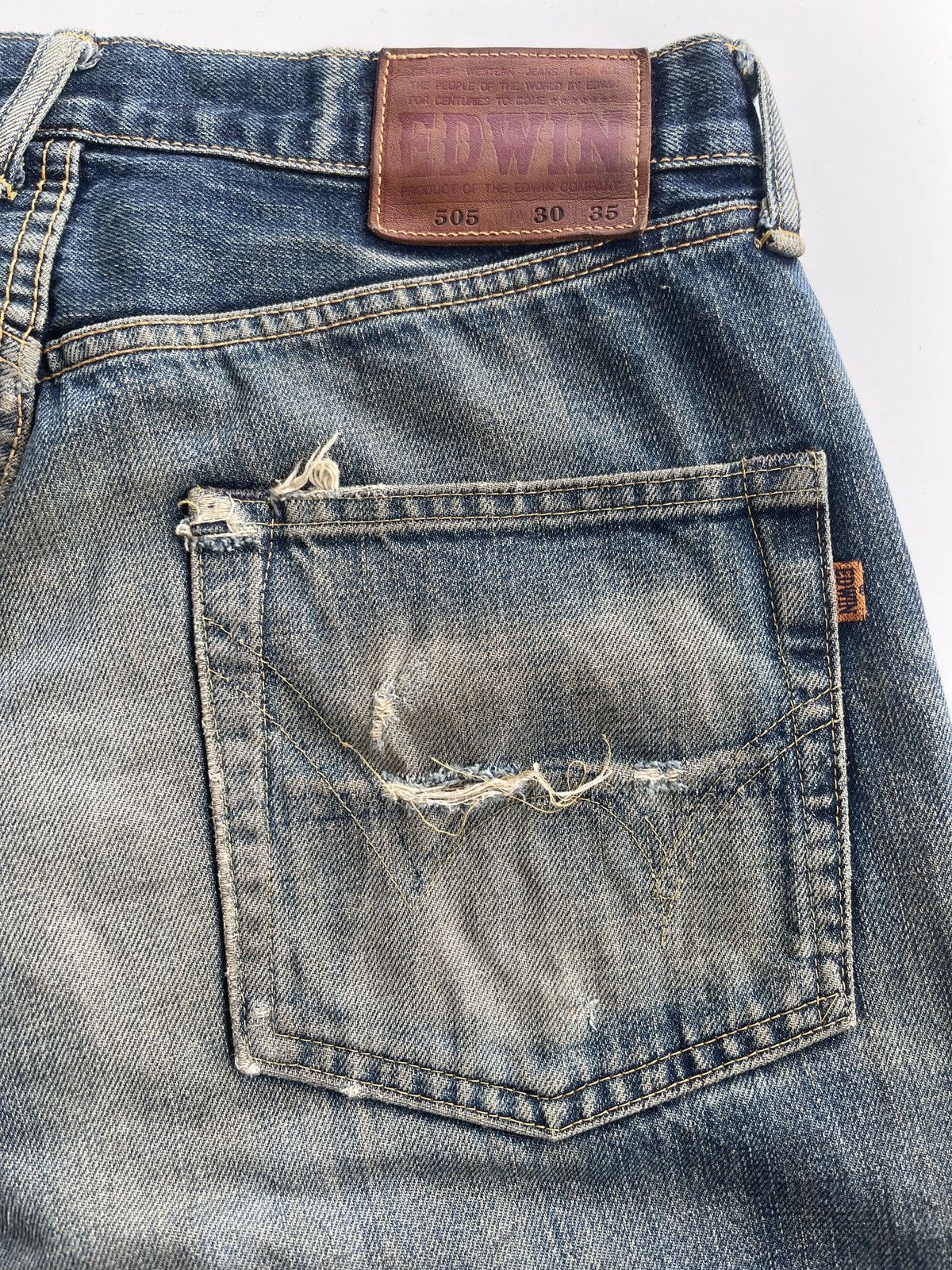 Edwin Vintage Edwin 505 Distressed Selvedge Mudd Jeans Size US 30 / EU 46 - 10 Thumbnail