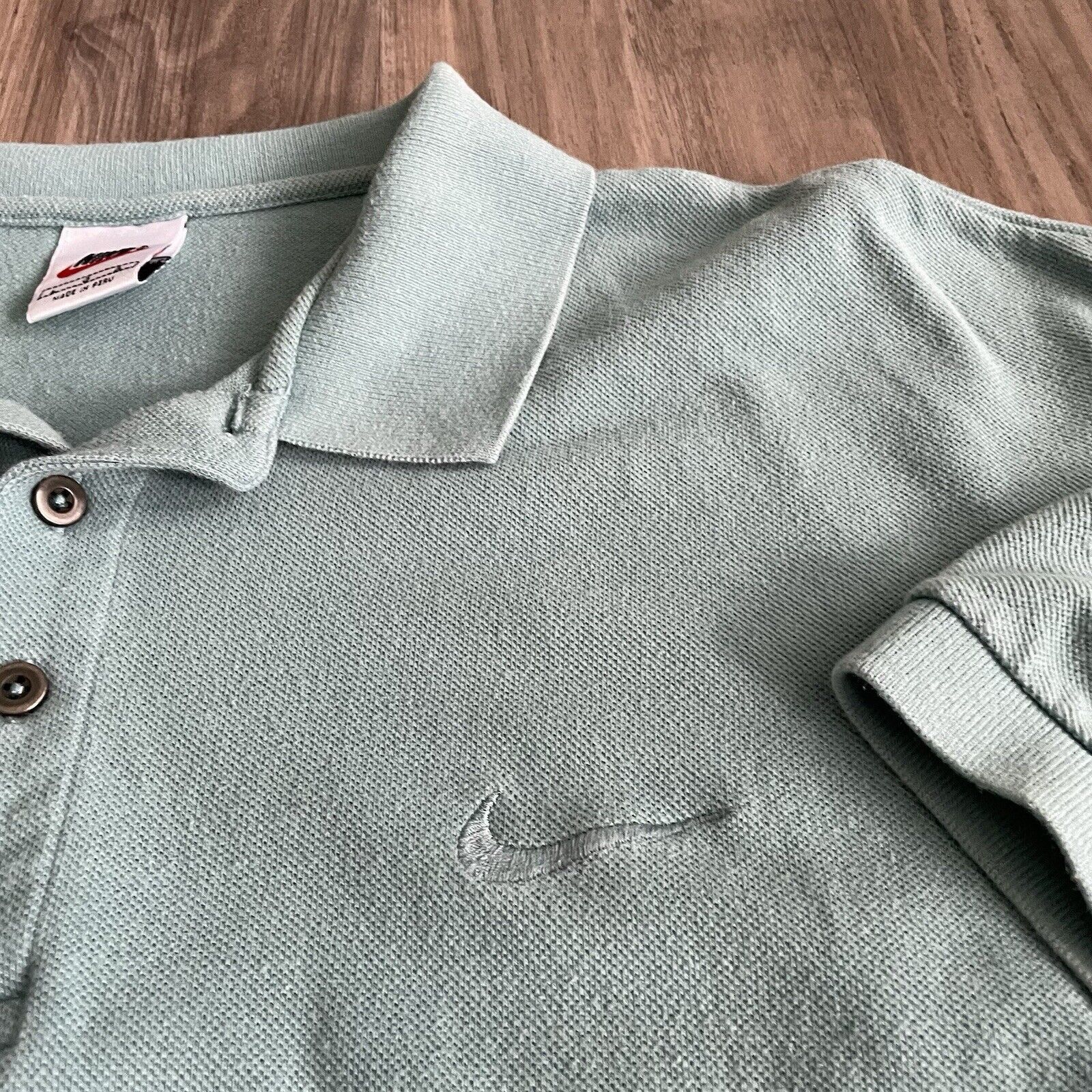 Nike × Vintage Vintage Nike Polo Shirt Size L Teal Blue Short Sleeve Size US L / EU 52-54 / 3 - 3 Thumbnail
