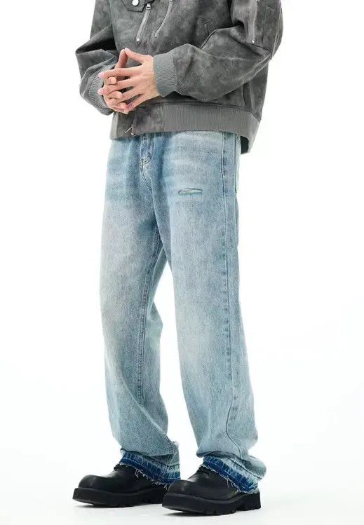 VIBE American street washed loose versatile ripped straight jeans Size US 32 / EU 48 - 2 Thumbnail