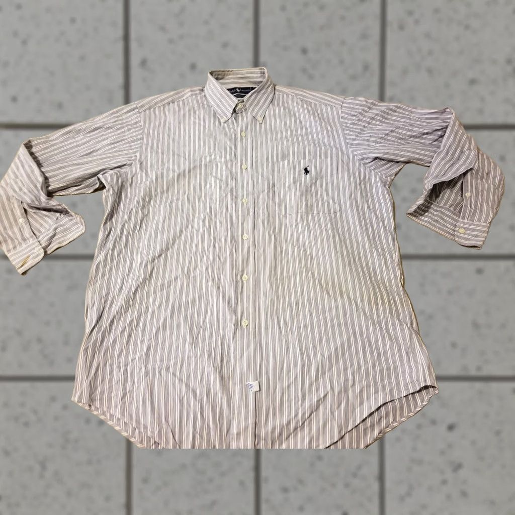 Polo Ralph Lauren Polo Ralph Lauren Dress Shirt Mens Gray Cotton Button 15 1/2 32 15.5 Size 42R - 1 Thumbnail
