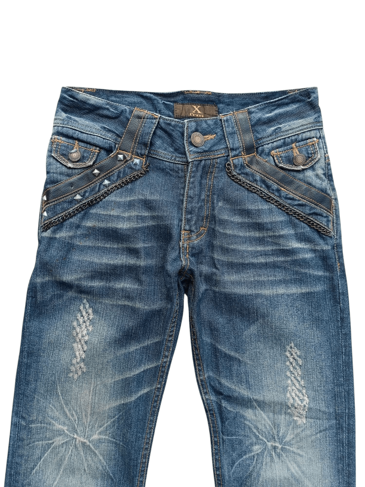 Japanese Brand × Seditionaries VTG Xfrm Japan Punk Style Stud Flare Distressed Jeans E253 Size US 29 - 11 Thumbnail