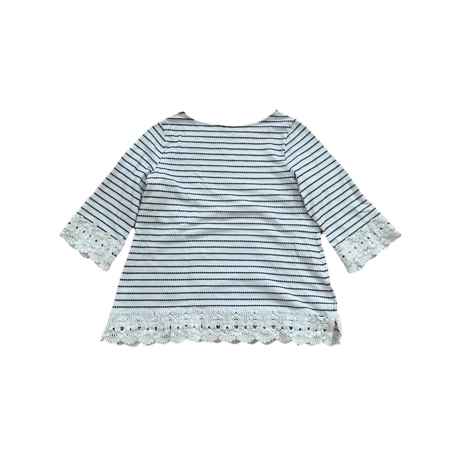 & Other Stories Charter 3/4 Top Cotton Embroidery White/Black 1X A001874 Size 4XL / US 24-26 - 9 Thumbnail