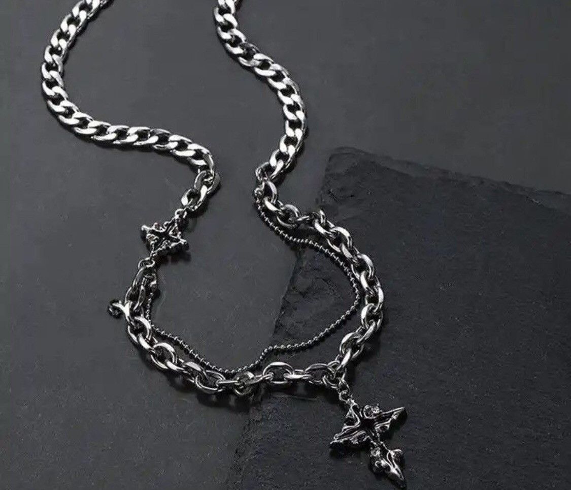 Jewelry Punk Black Flame Cross Necklace Size ONE SIZE - 4 Thumbnail