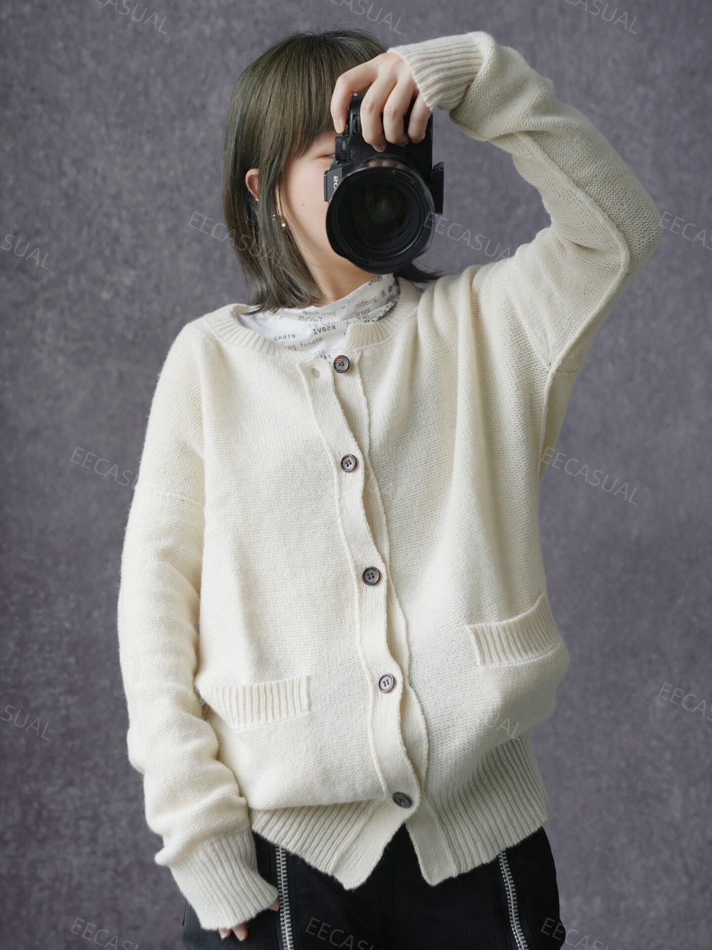 Yashi Yamamuri Yohji Yamamoto White Wool Cardigan Sweater Size L / US 10 / IT 46 - 1 Thumbnail