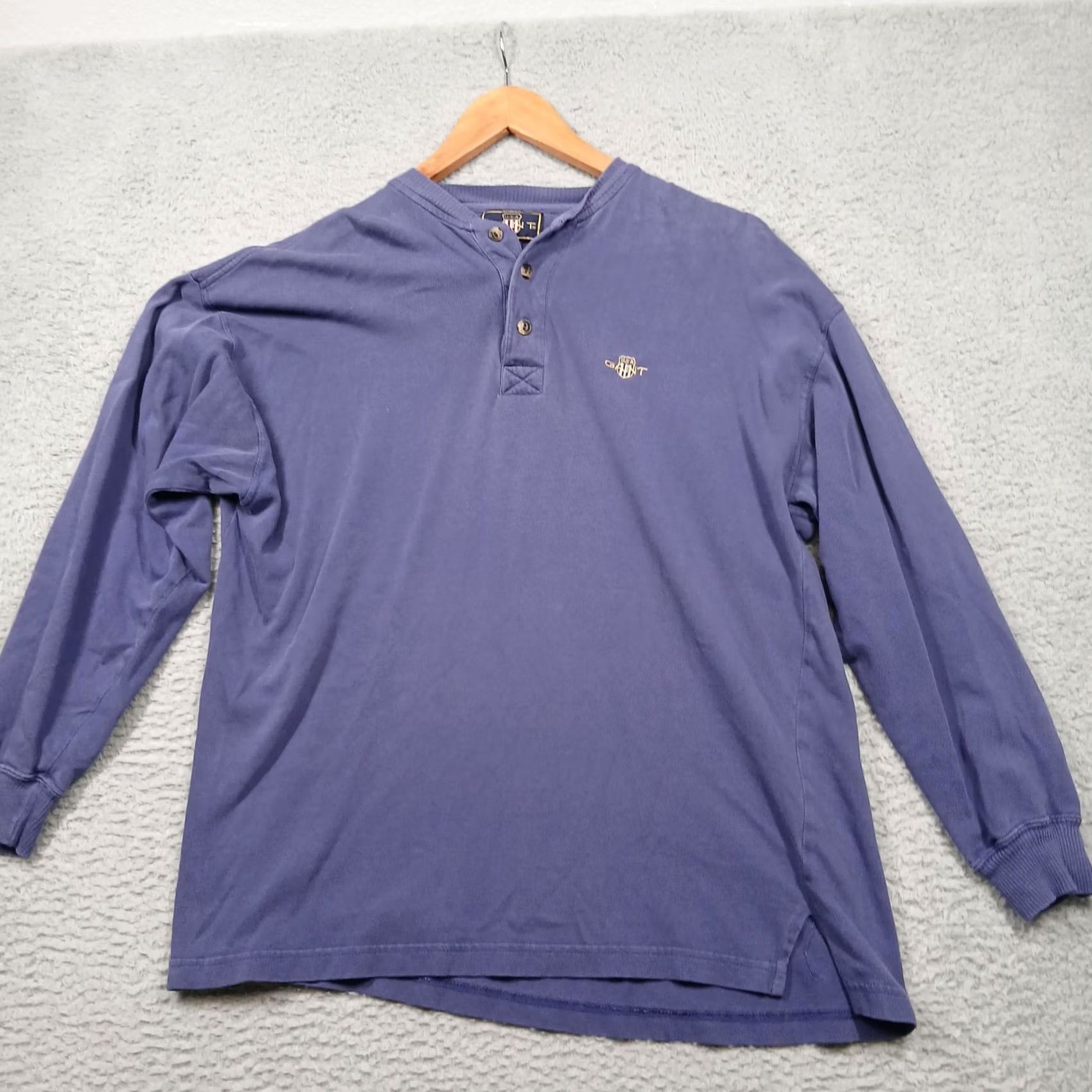 Gant VINTAGE? No. GANT Shirt Mens Medium Blue Long Sleeve Henley Cotton Casual Made in Pakistan Size US M / EU 48-50 / 2 - 2 Thumbnail