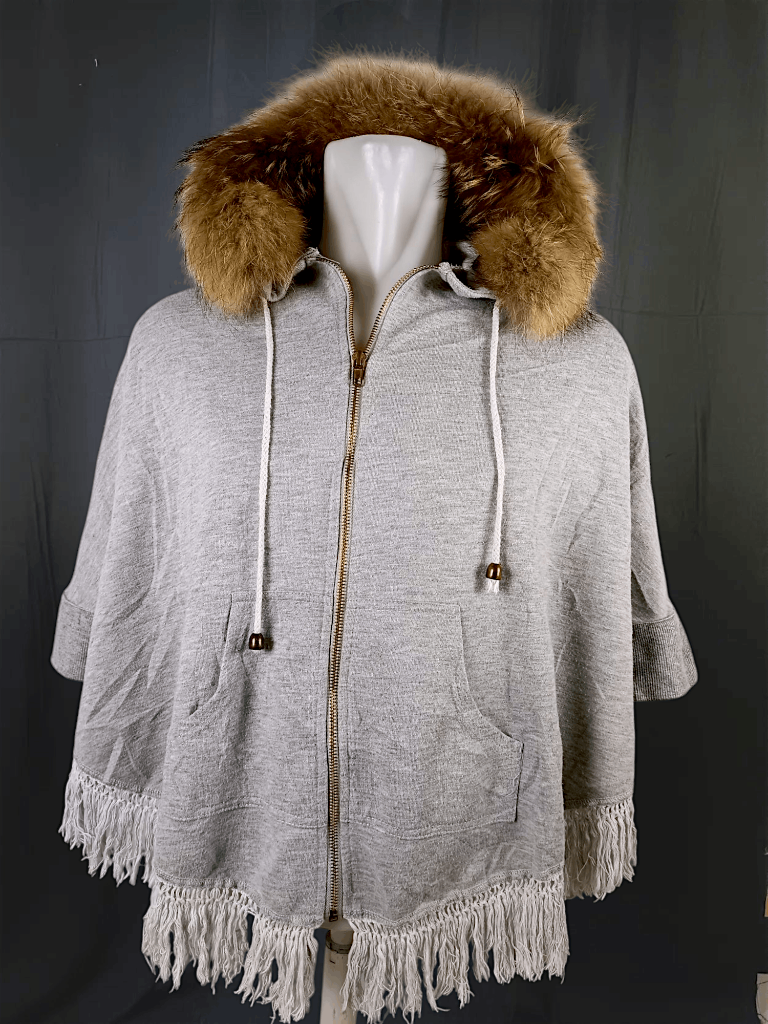 Japanese Brand × Le Grande Bleu (L.G.B.) "F" Vintage Fur Zipper Hoodie Tassel Poncho Size US L / EU 52-54 / 3 - 3 Thumbnail