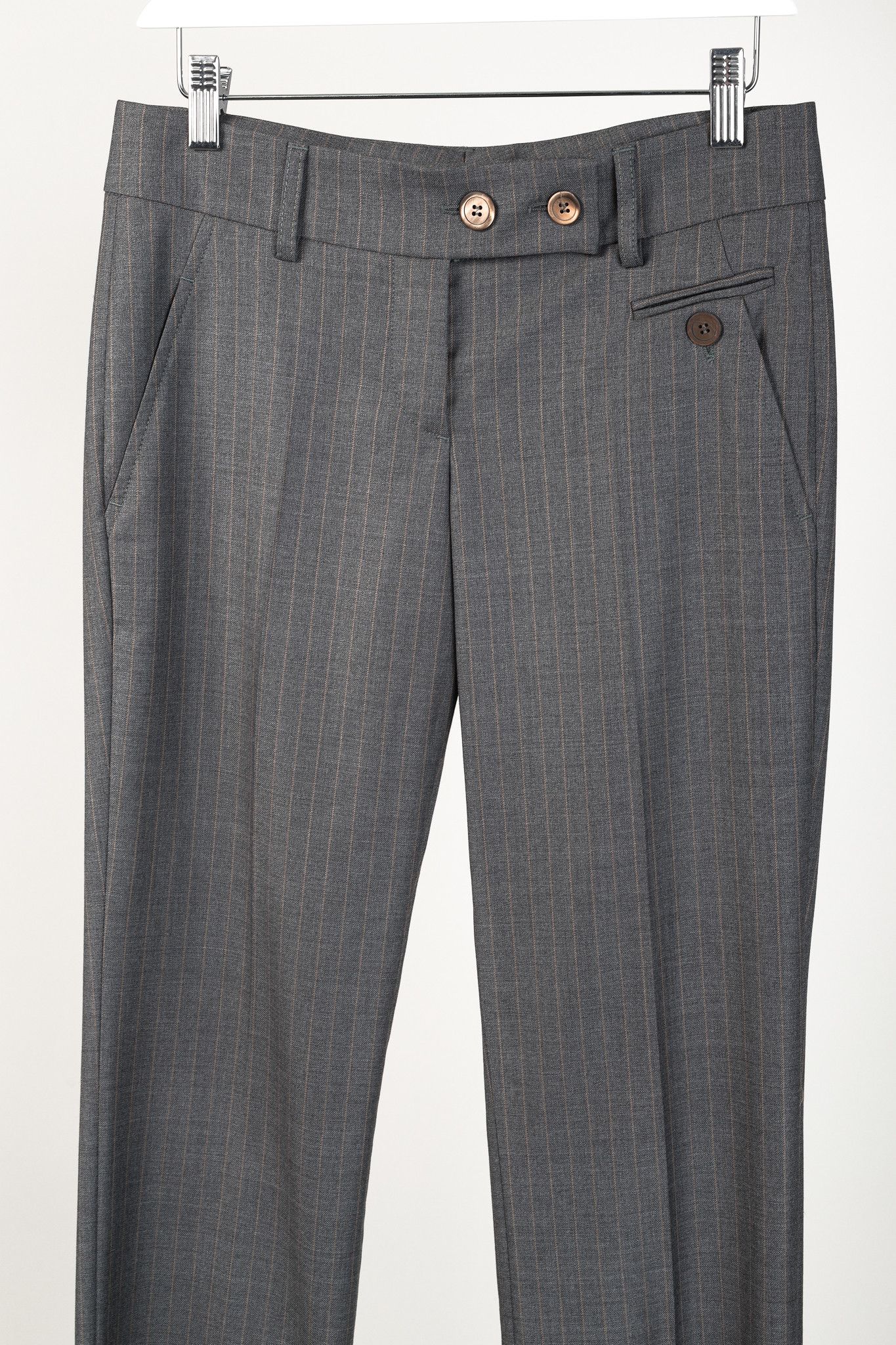Brunello Cucinelli Brunello Cucinelli Pinstripe-Wool Straight-Leg Trousers Size 27" / US 4 / IT 40 - 3 Thumbnail