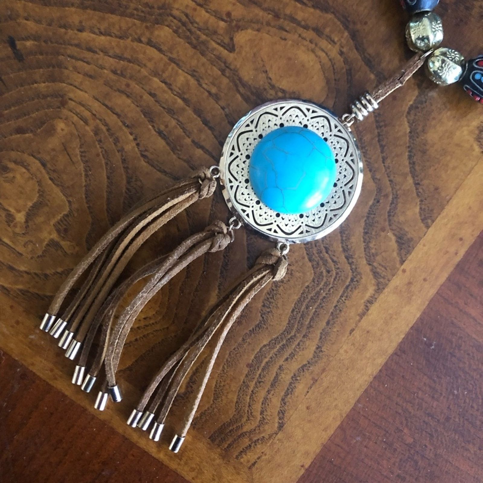 Handmade Handcrafted southwest style natural stone medallion necklace Size ONE SIZE - 7 Thumbnail