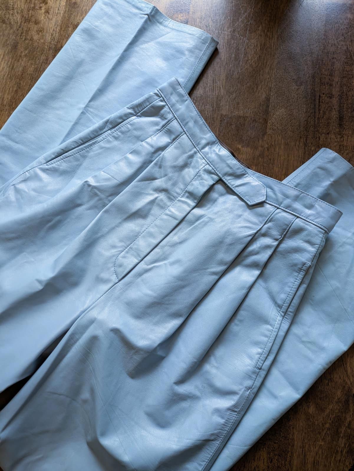 Other 1990's ice blue straight leg leather pants Size 26" / US 2 / IT 38 - 1 Thumbnail