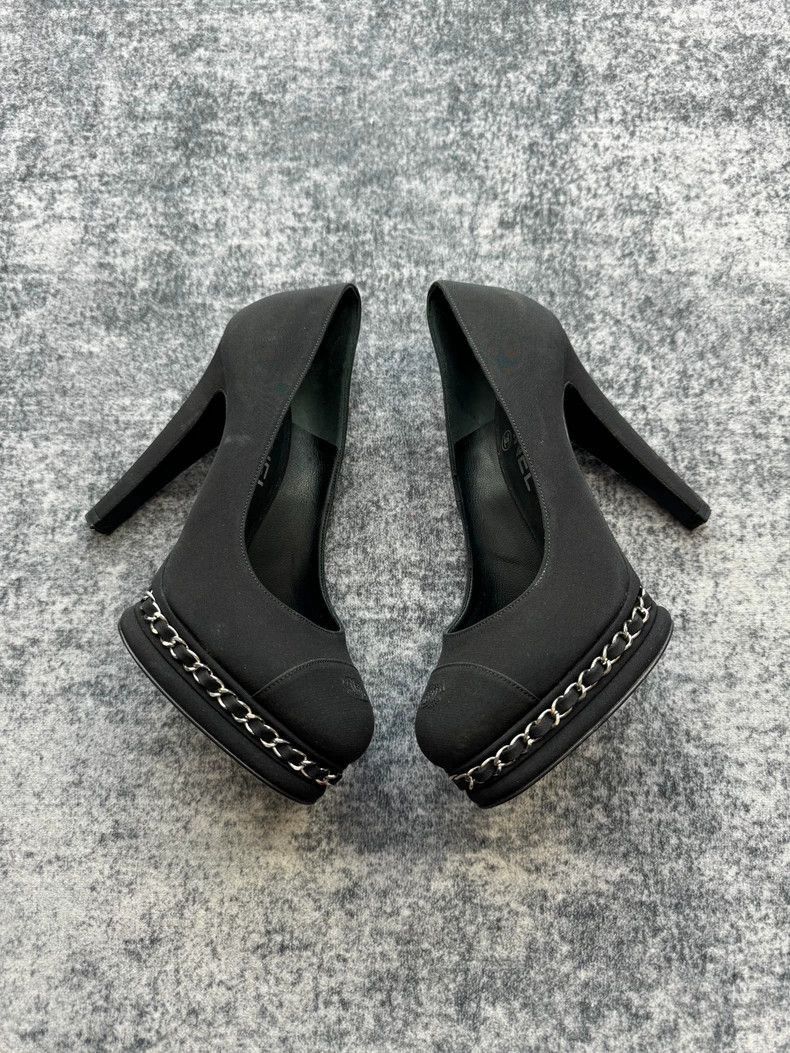 Chanel Chanel Black High Heels with Chain Detail -2505 Size US 6.5 / EU 39-40 - 4 Thumbnail