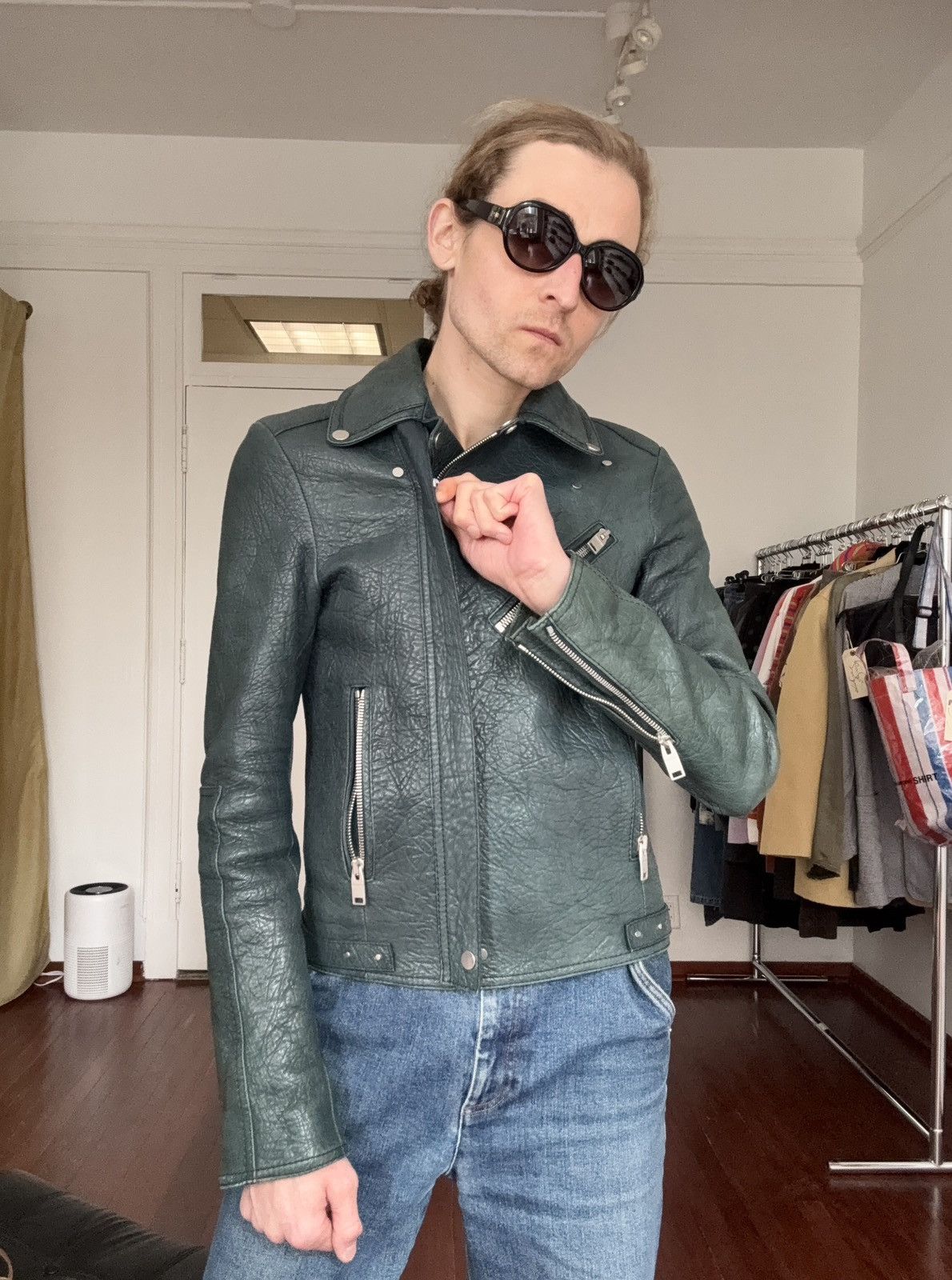 Balenciaga Balenciaga AW2014 Green Lamb Leather Biker Jacket Size US S / EU 44-46 / 1 - 6 Thumbnail