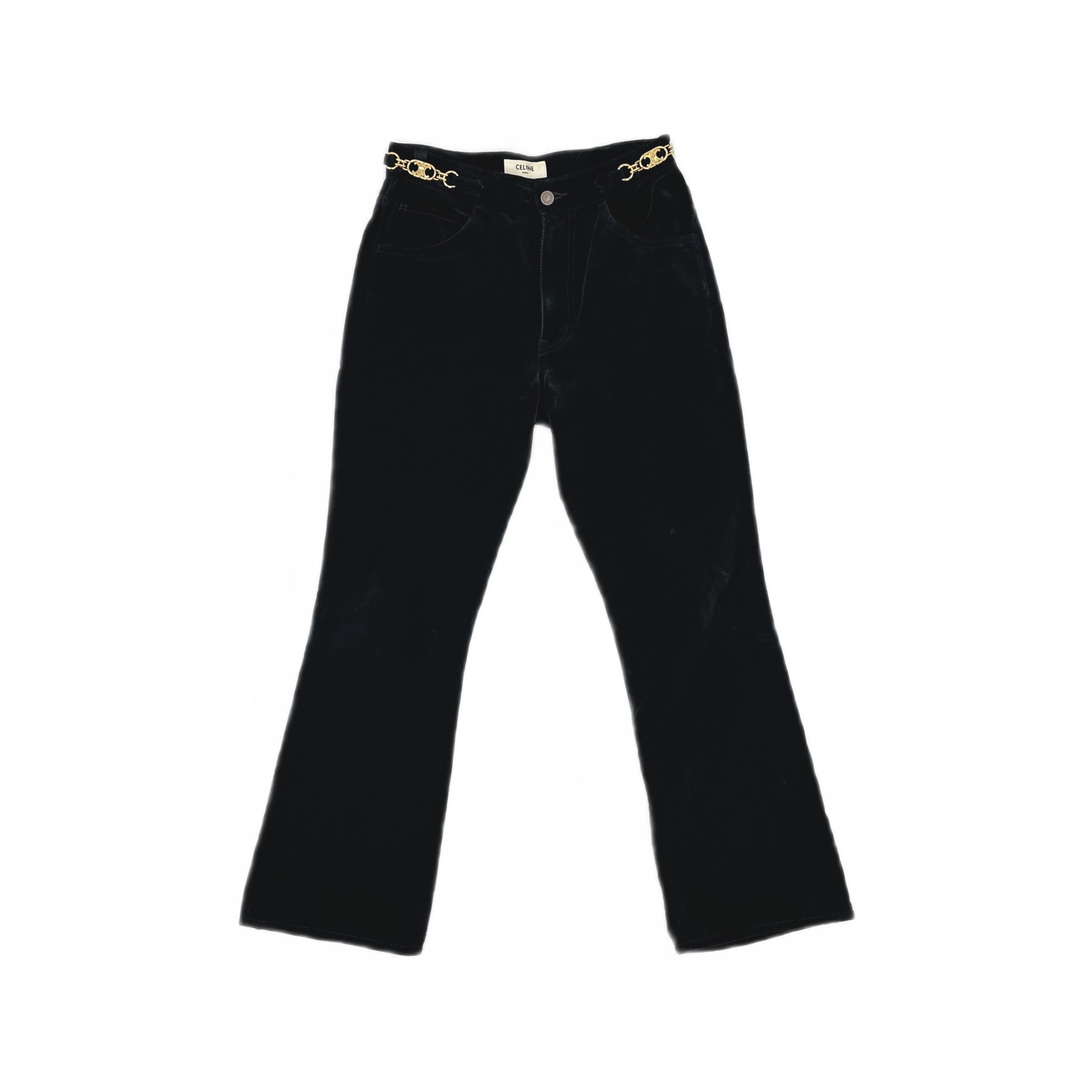 Celine Celine Black Velvet Chain Detail Pants Size 28 Size 28" / US 6 / IT 42 - 1 Thumbnail