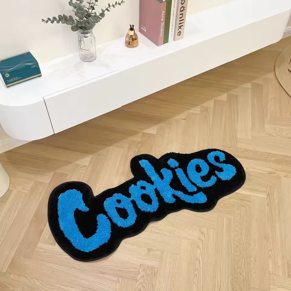 Japanese Brand Cookies Floor Rug - Blue/White - Hypebeast Room Decor Size ONE SIZE - 6 Thumbnail