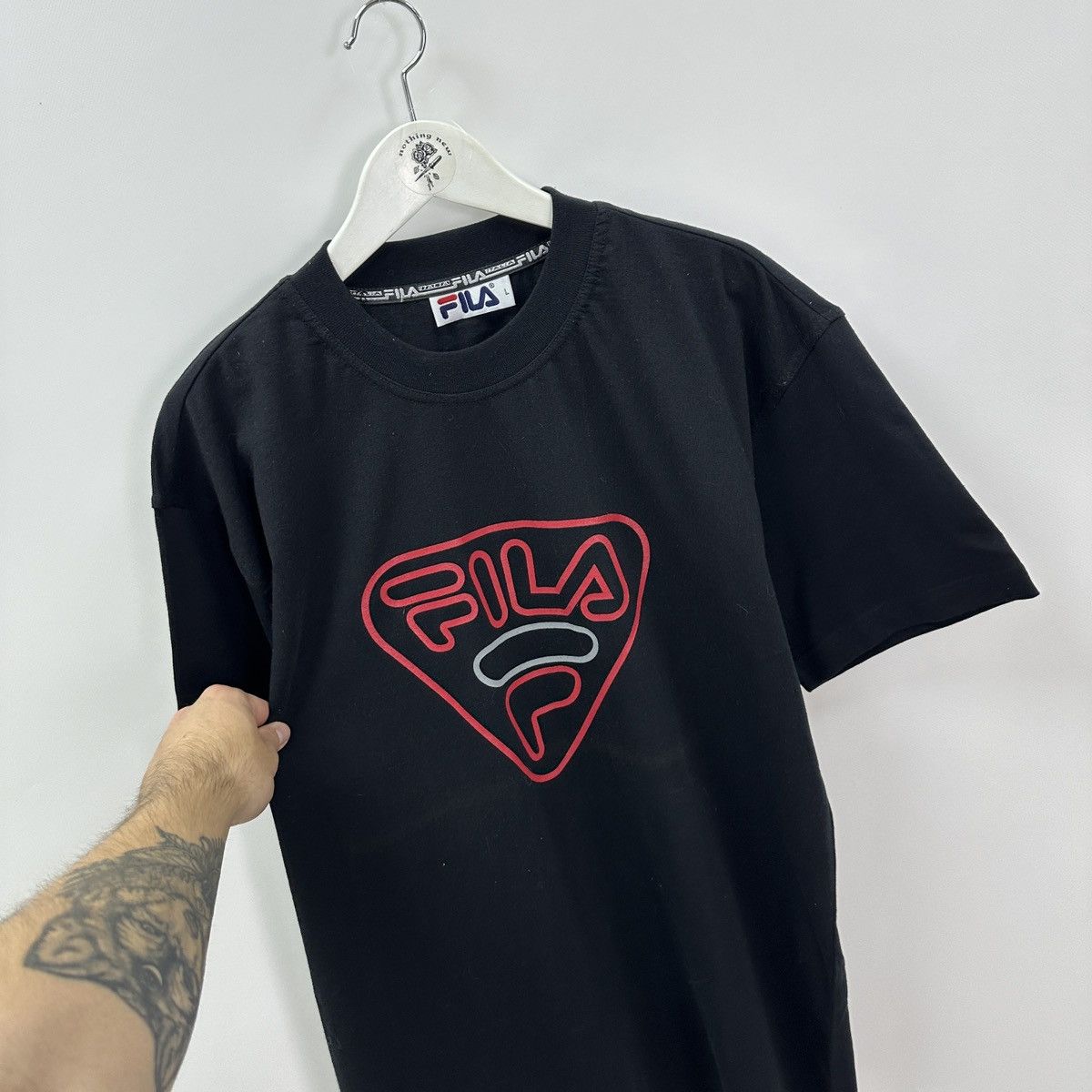 Fila Vintage 00s Fila Oversize big logo blakc tee Italy y2k hype Size US L / EU 52-54 / 3 - 4 Thumbnail