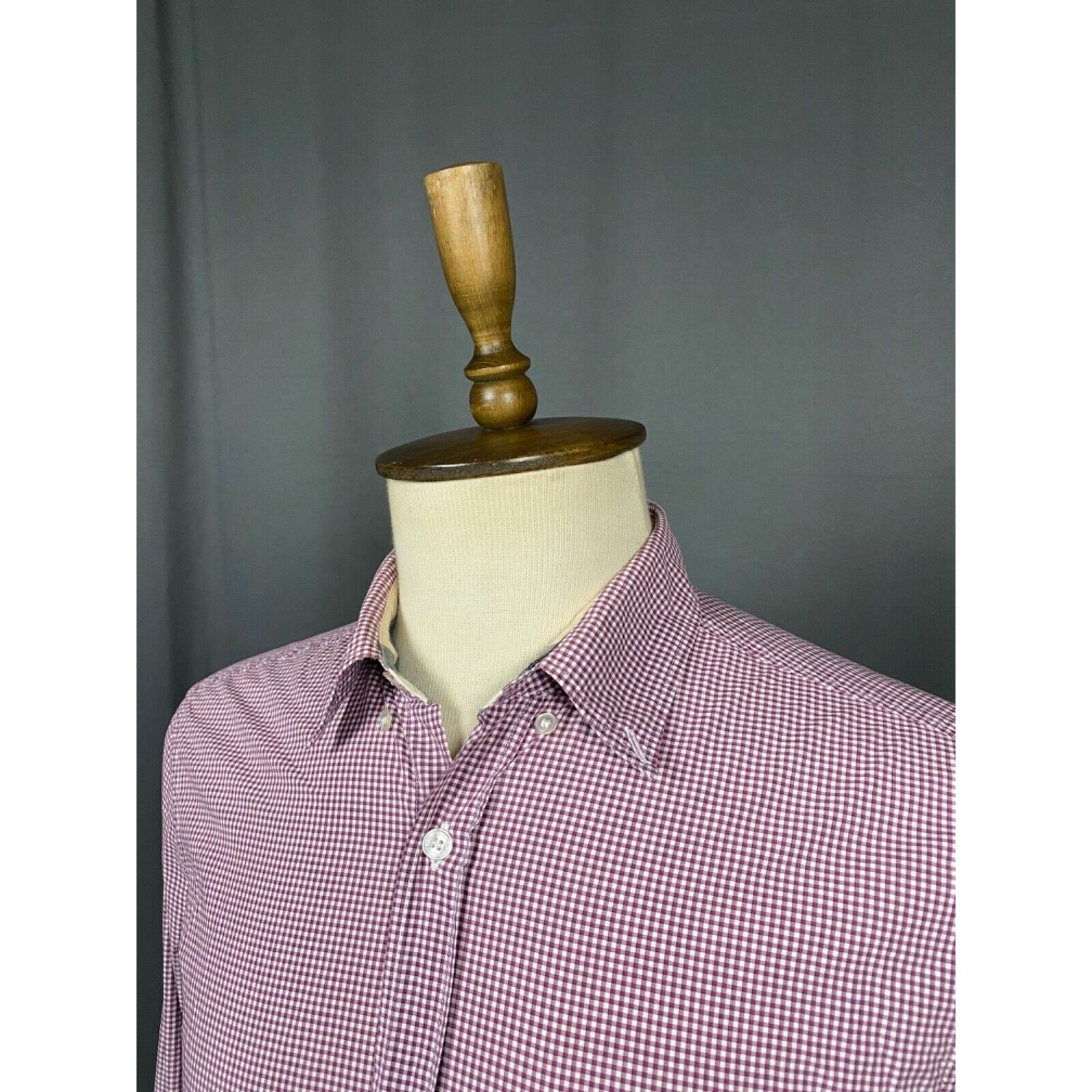 Burberry Burberry Small Logo Men's Red White Checked Longsleeve Shirt Size US L / EU 52-54 / 3 - 6 Thumbnail