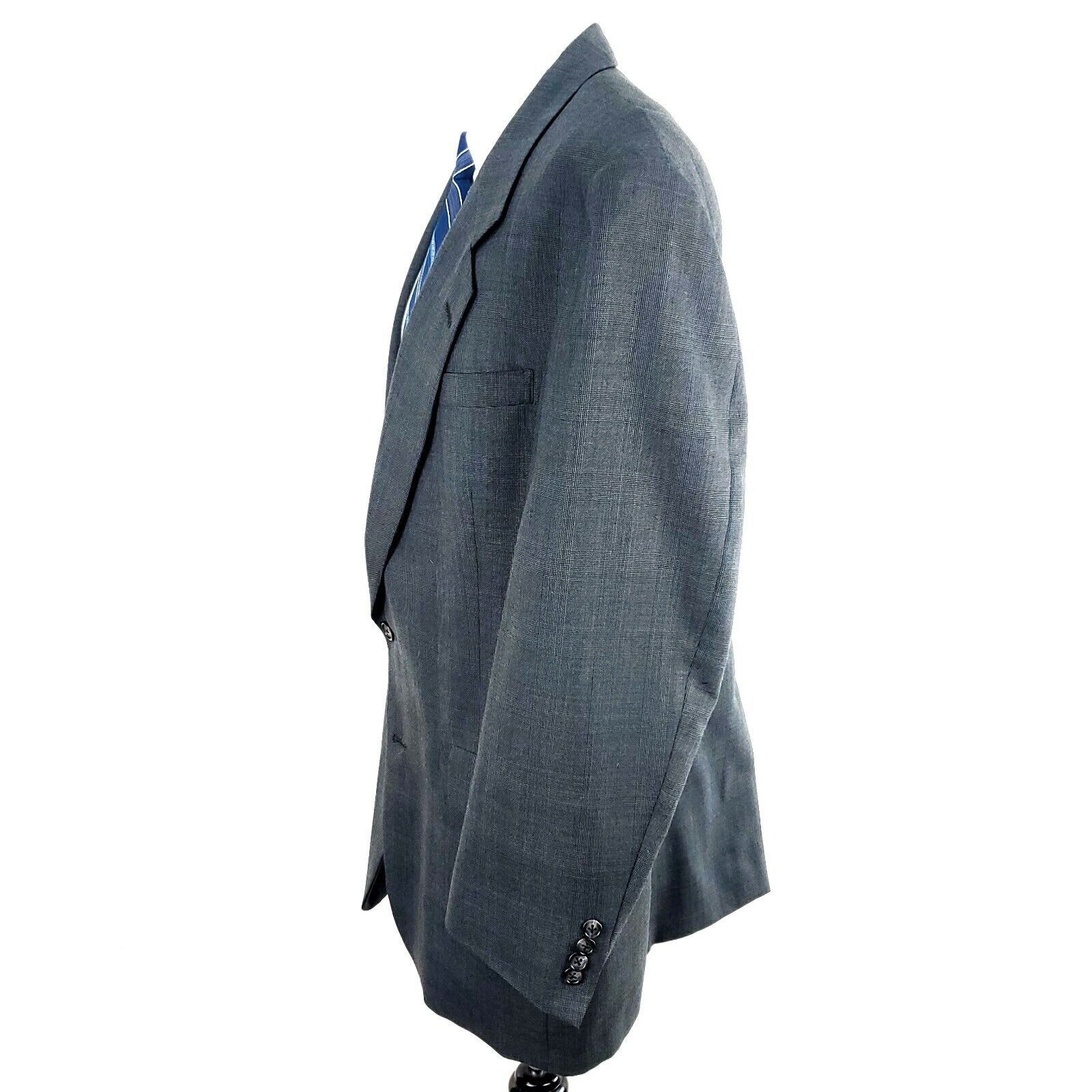Hart Schaffner Marx Hart Schaffner Marx 44L 2 Button Glen Check Wool Gray Blazer Size 44L - 5 Thumbnail