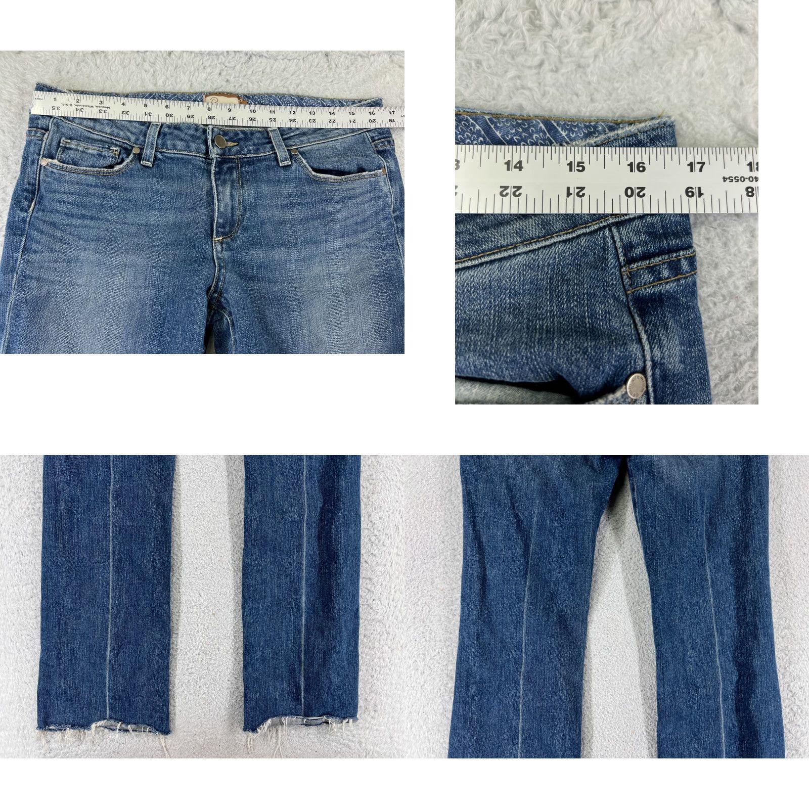 Paige Paige Jeans Women 31 Blue Denim Bootcut Low Rise Laurel Canyon Embellished Embroidered Size 24" / US 00 / IT 34 - 9 Thumbnail